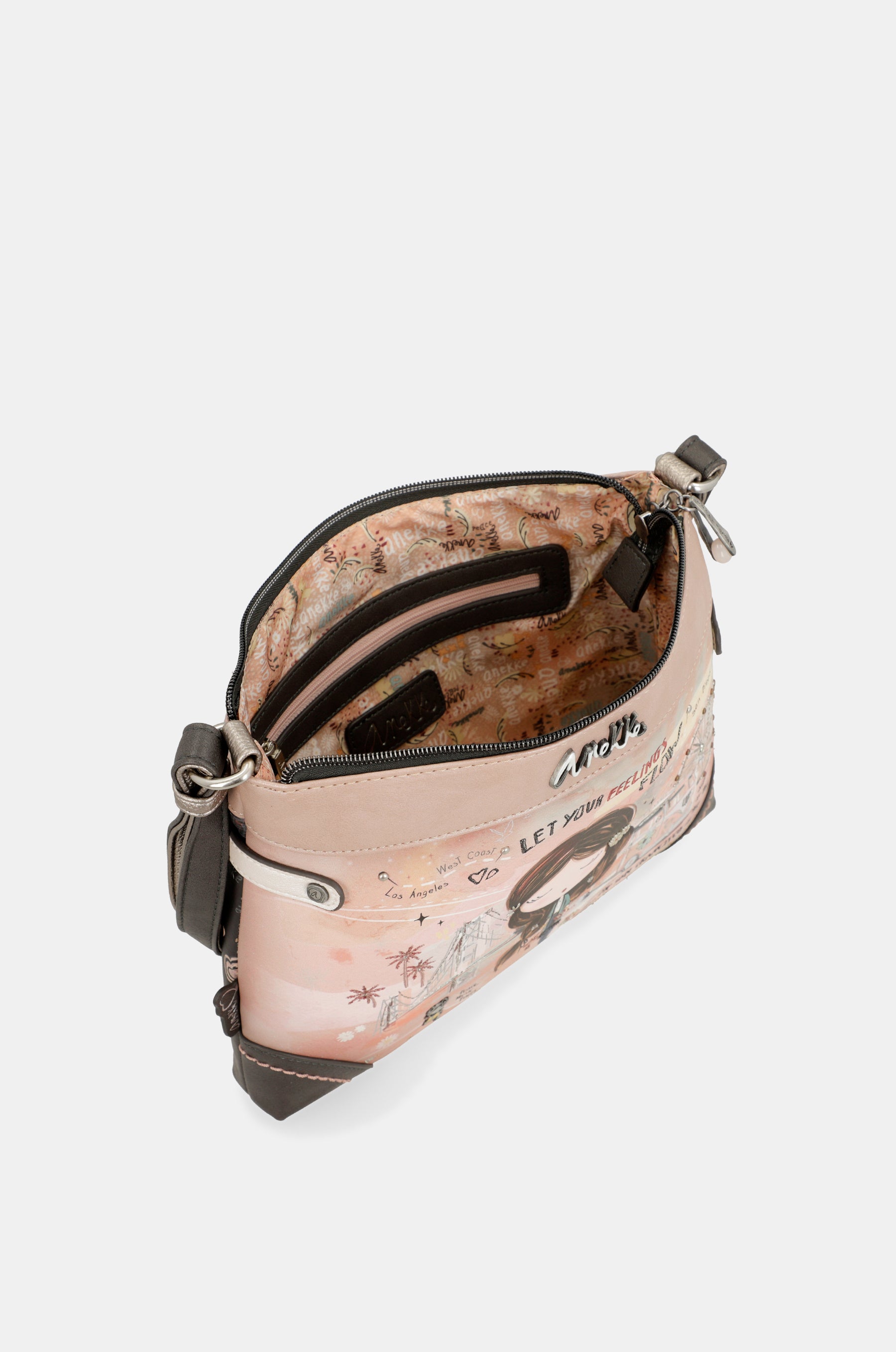 Sac bandoulière moyen format rose Peace & Love