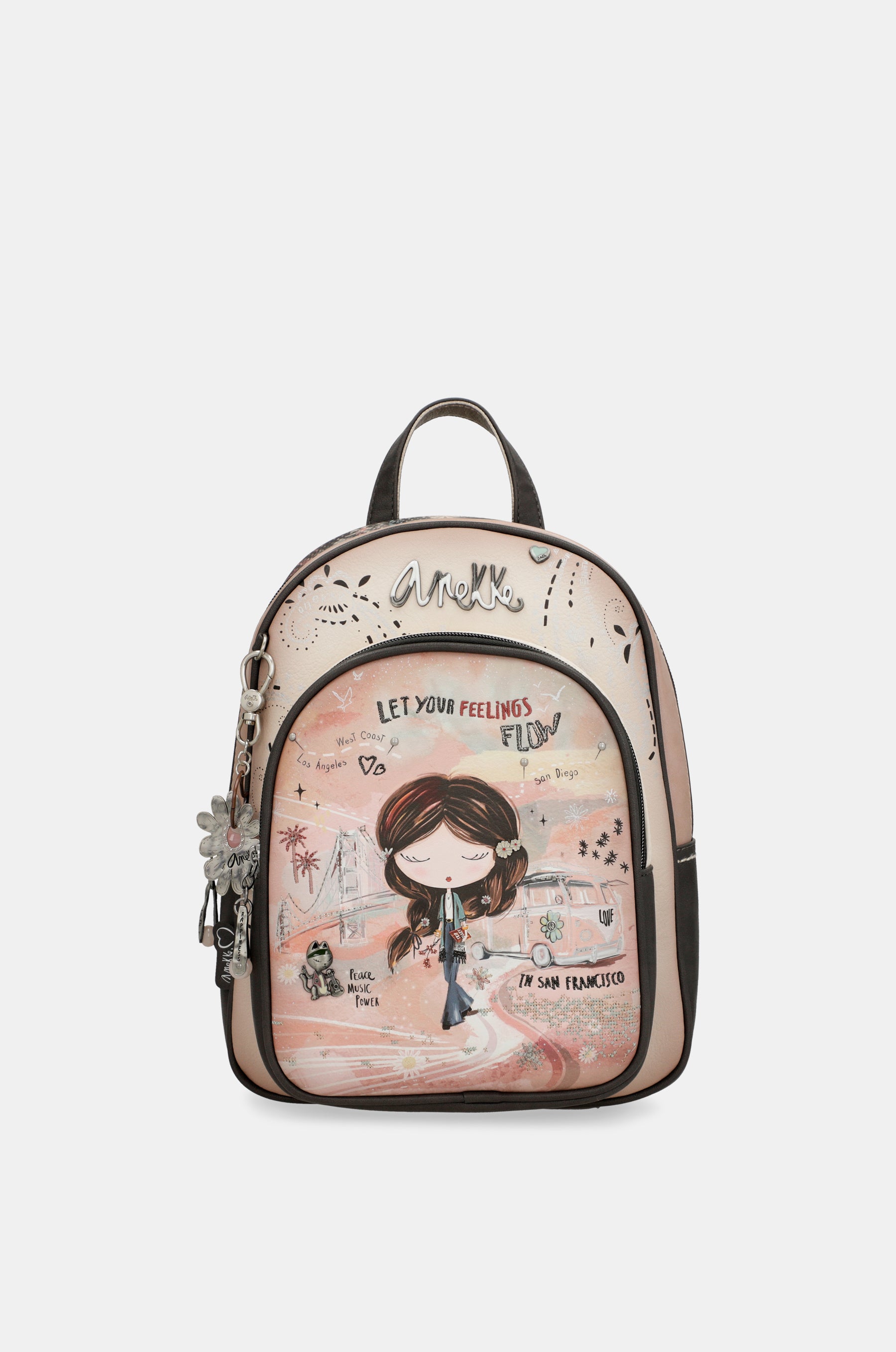 Sac à dos moyen format rose Peace & Love
