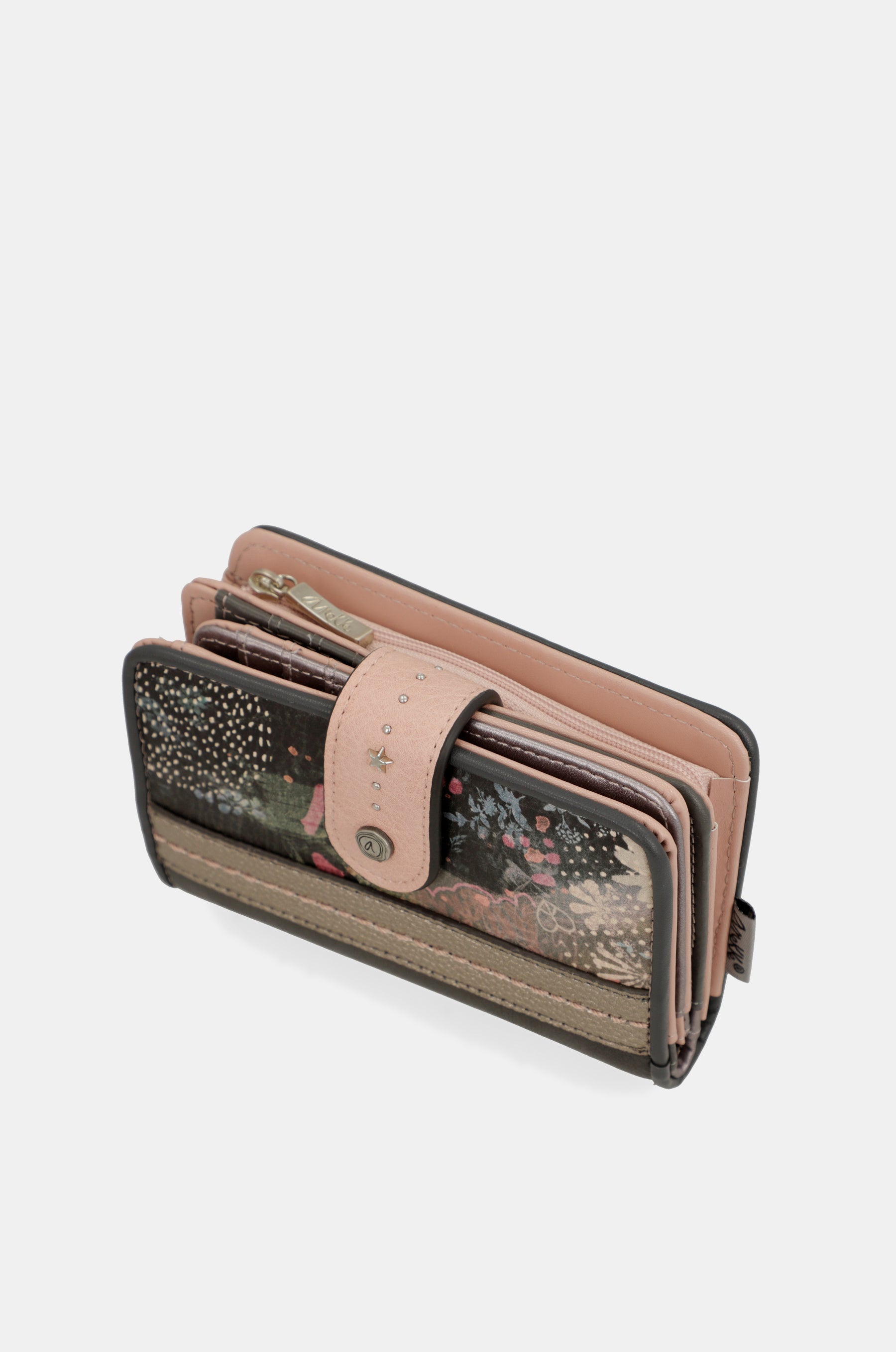 Portefeuille RFID moyen format rose Peace & Love