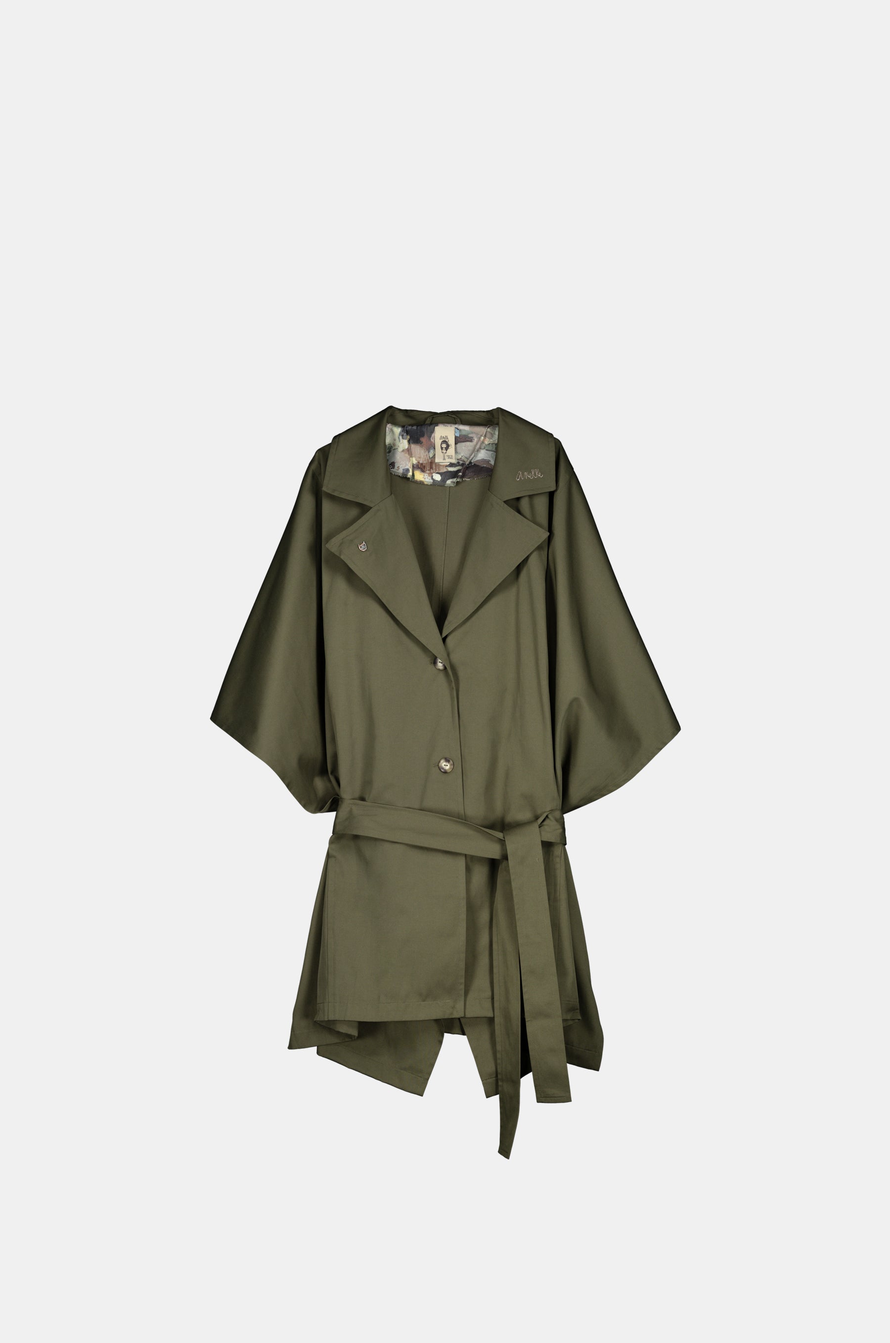 Trench-coat vert style cape