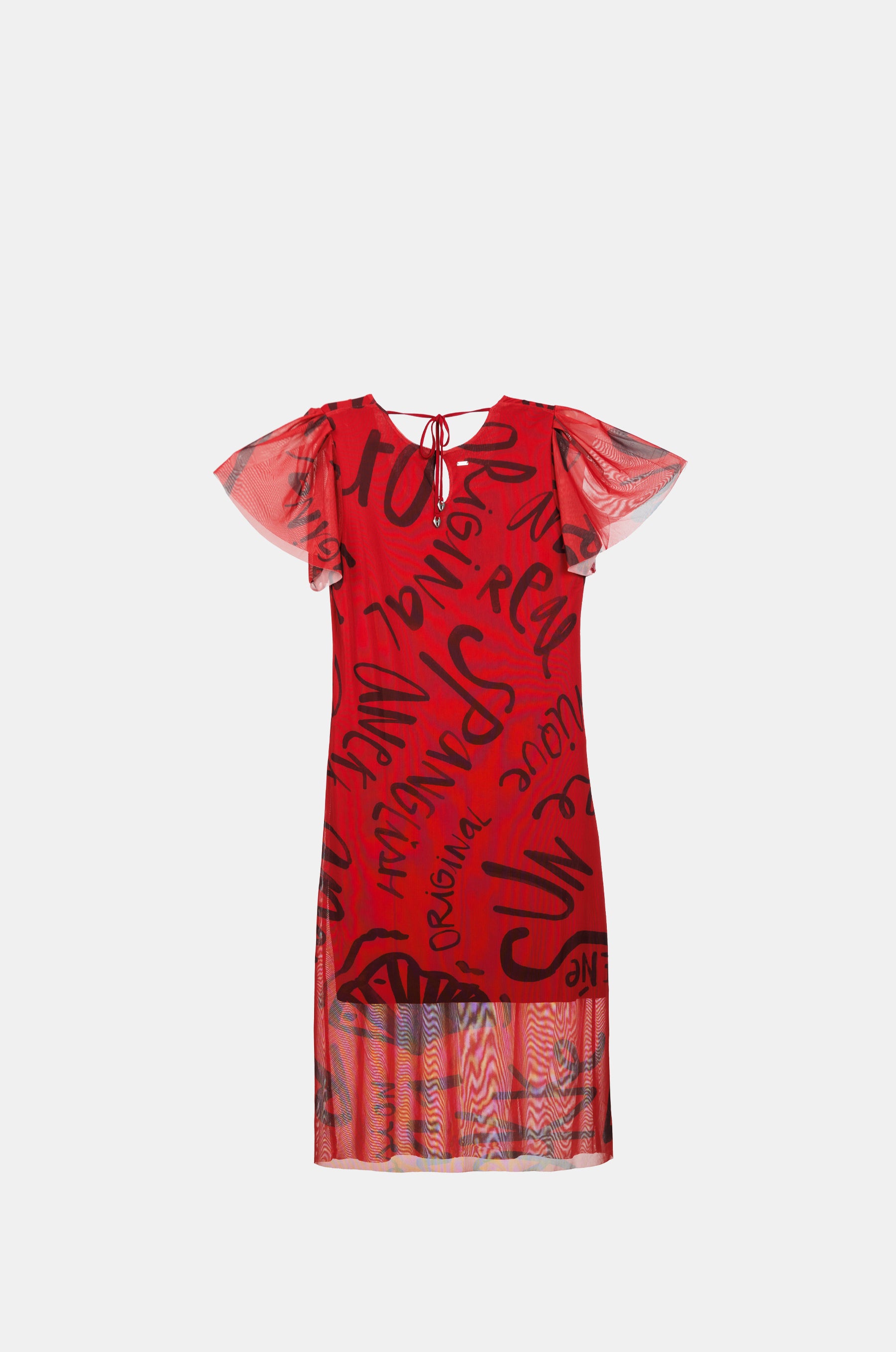 Robe rouge à manches courtes