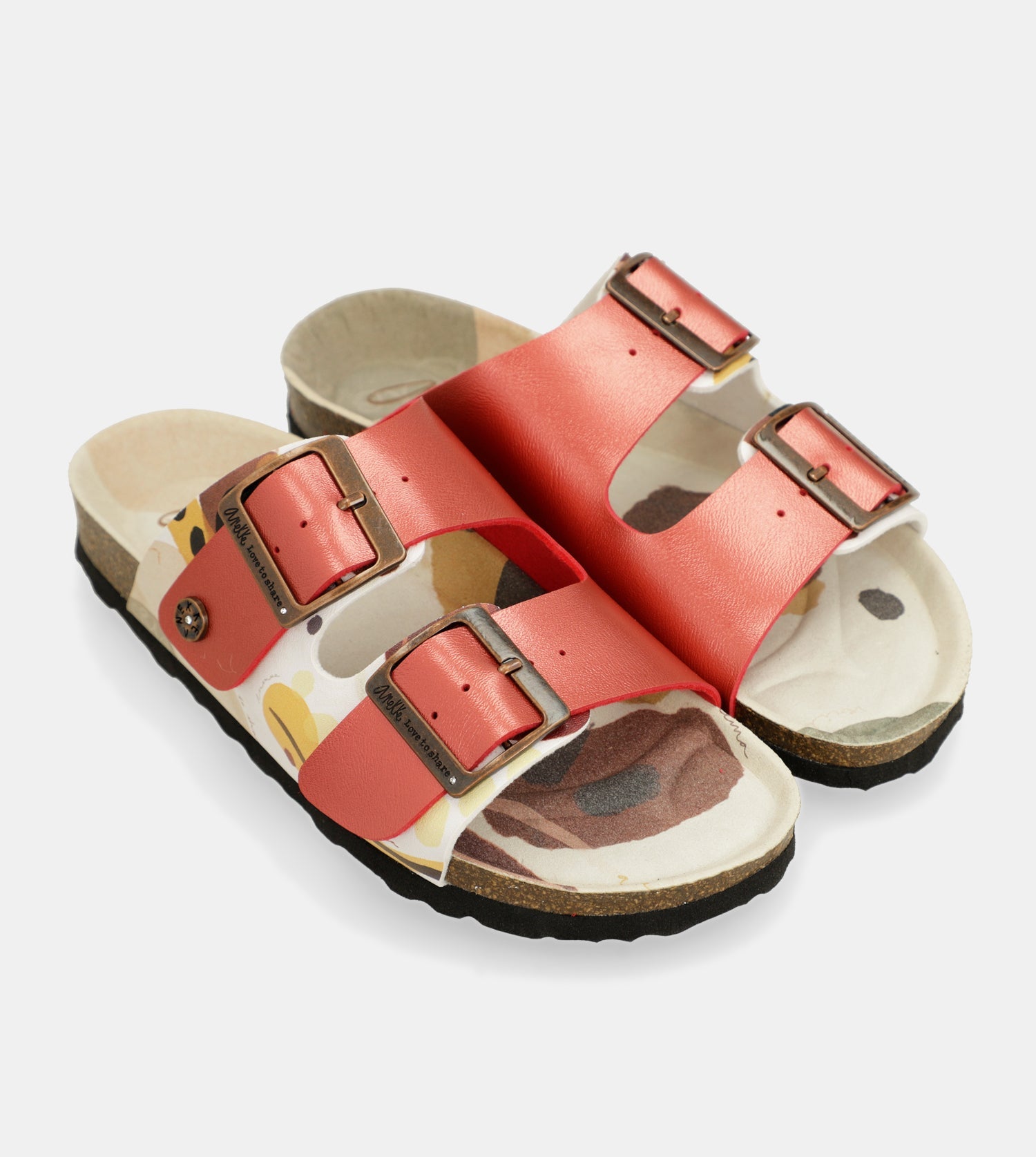 Sandales bio multicolores rouges