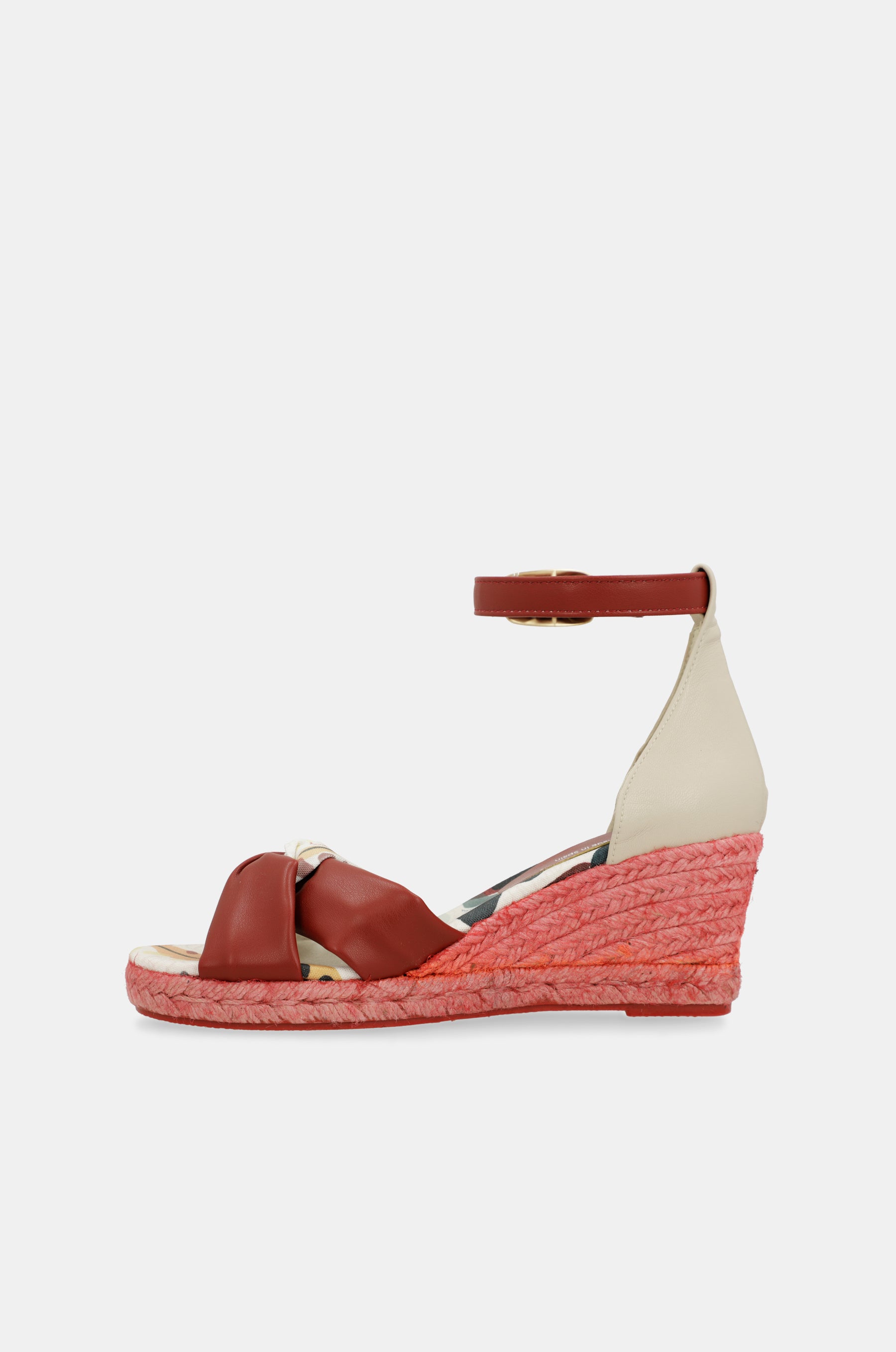 Sandales compensées en jute rouges Alma
