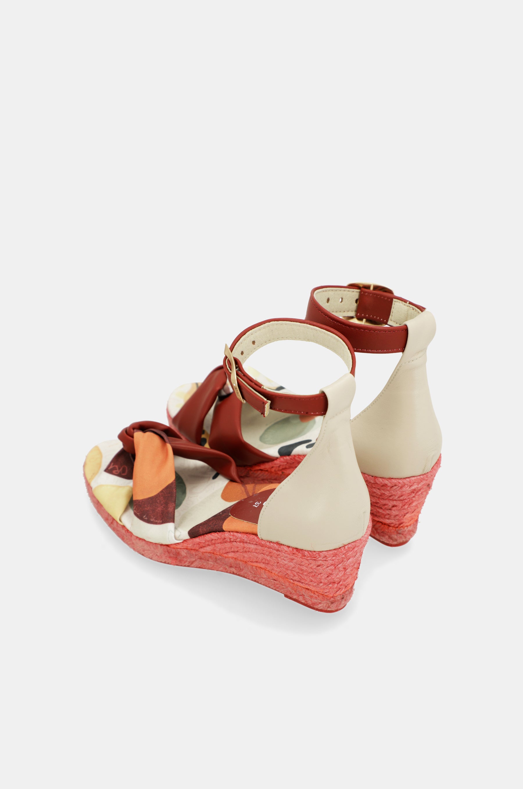 Sandales compensées en jute rouges Alma