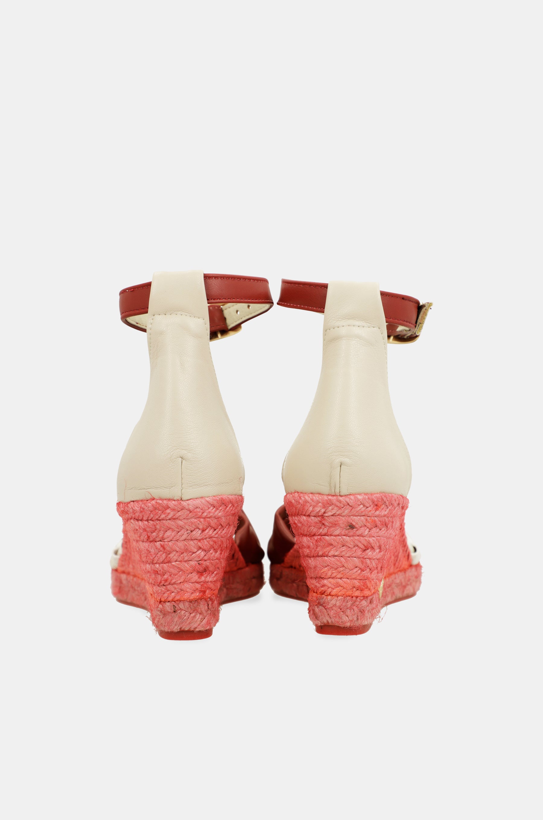 Sandales compensées en jute rouges Alma