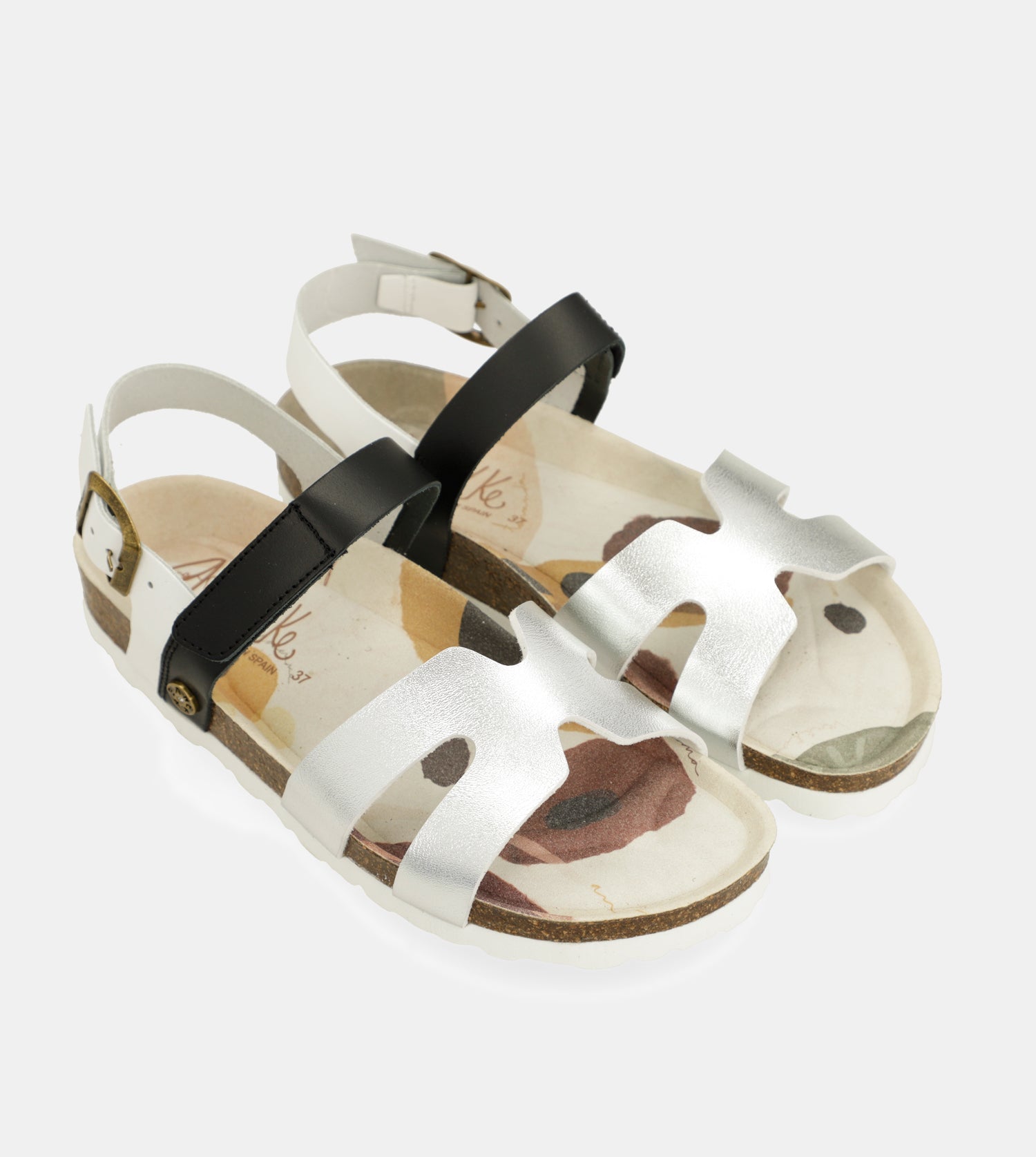 Sandales argent et noires