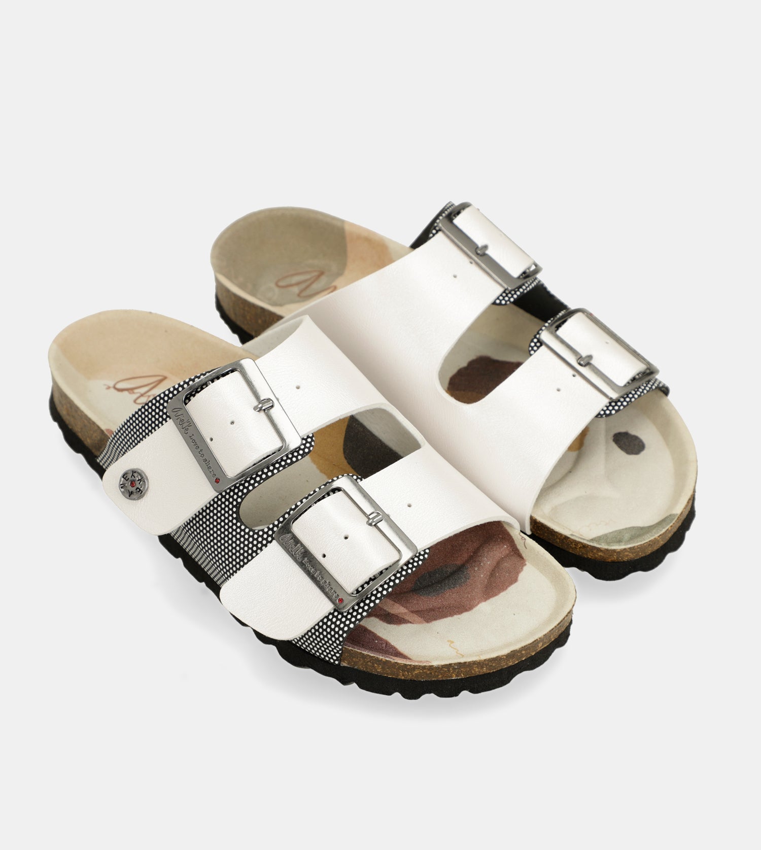 Sandales bio blanches à pois