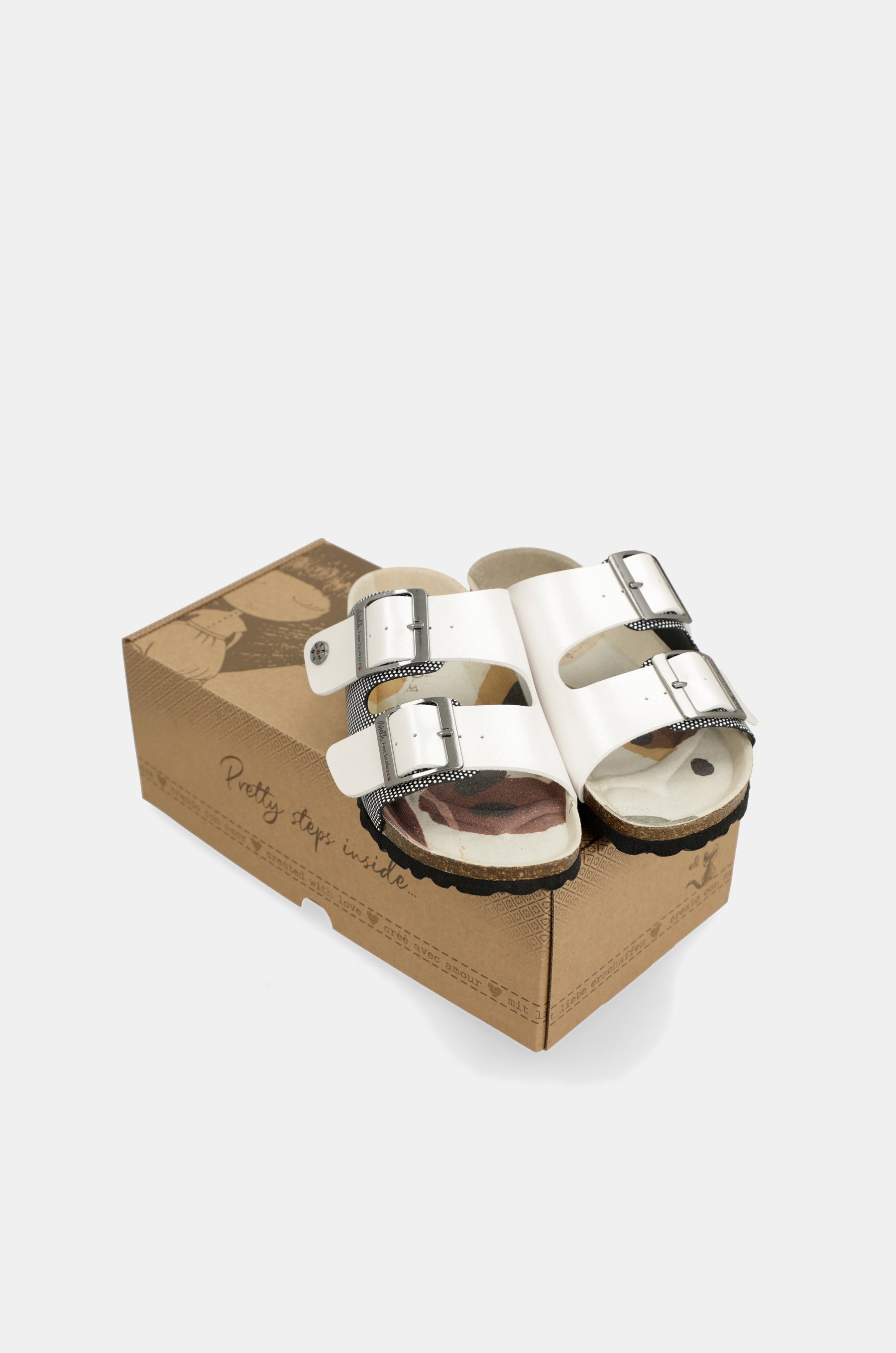 Sandales bio blanches à pois