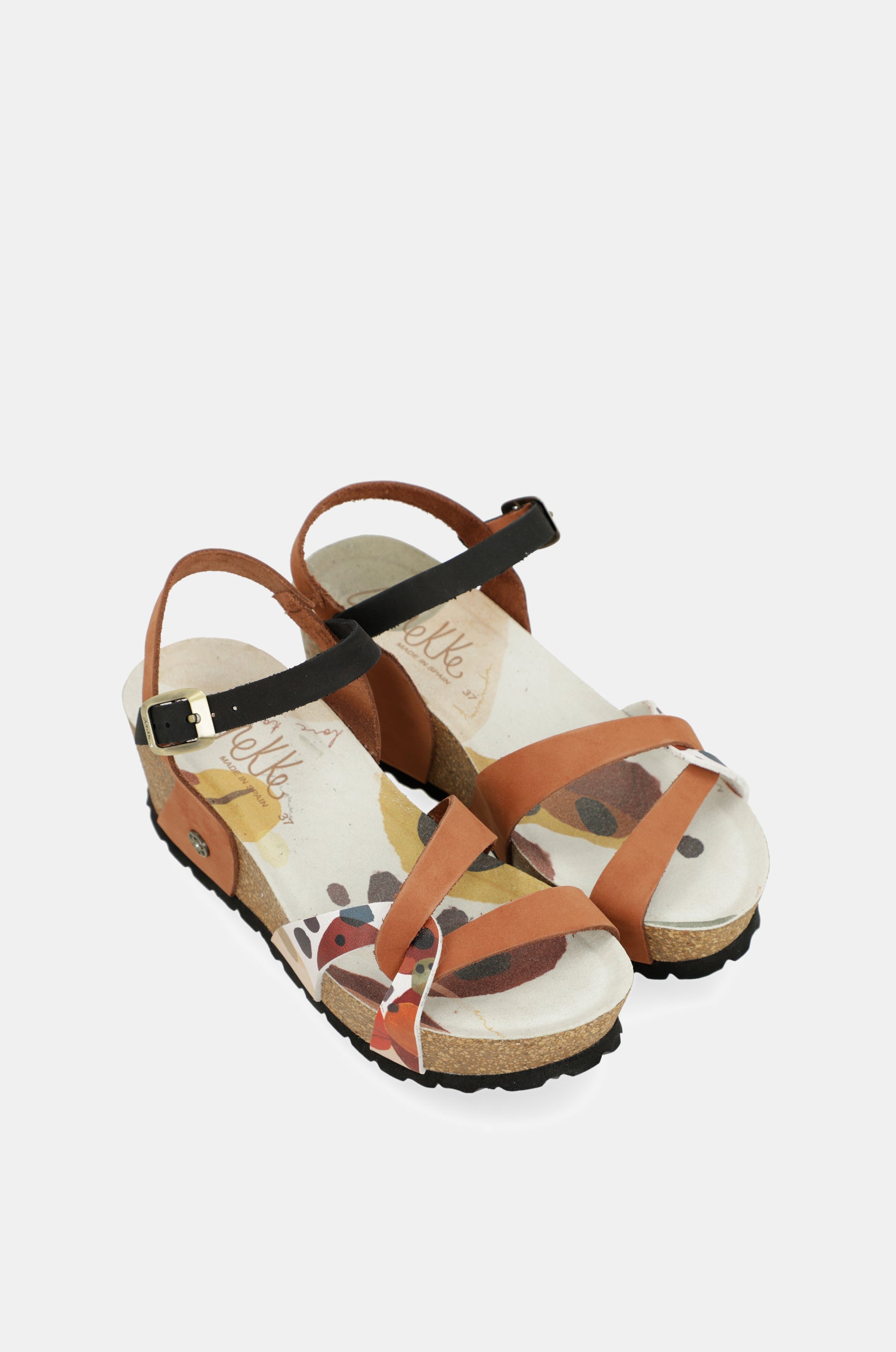 Sandales compensées bio à brides en cuir