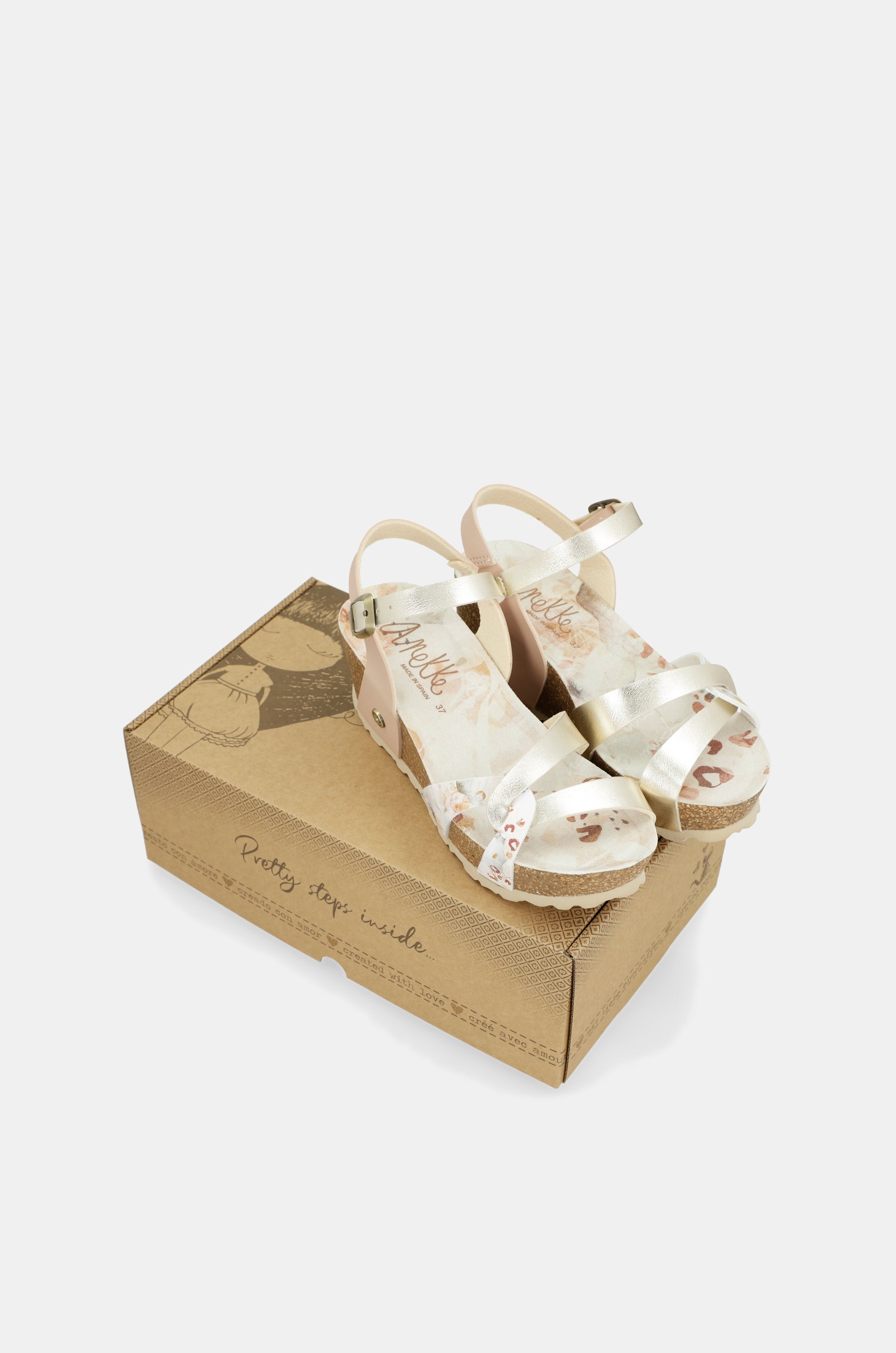 Sandales compensées bio à brides blanches