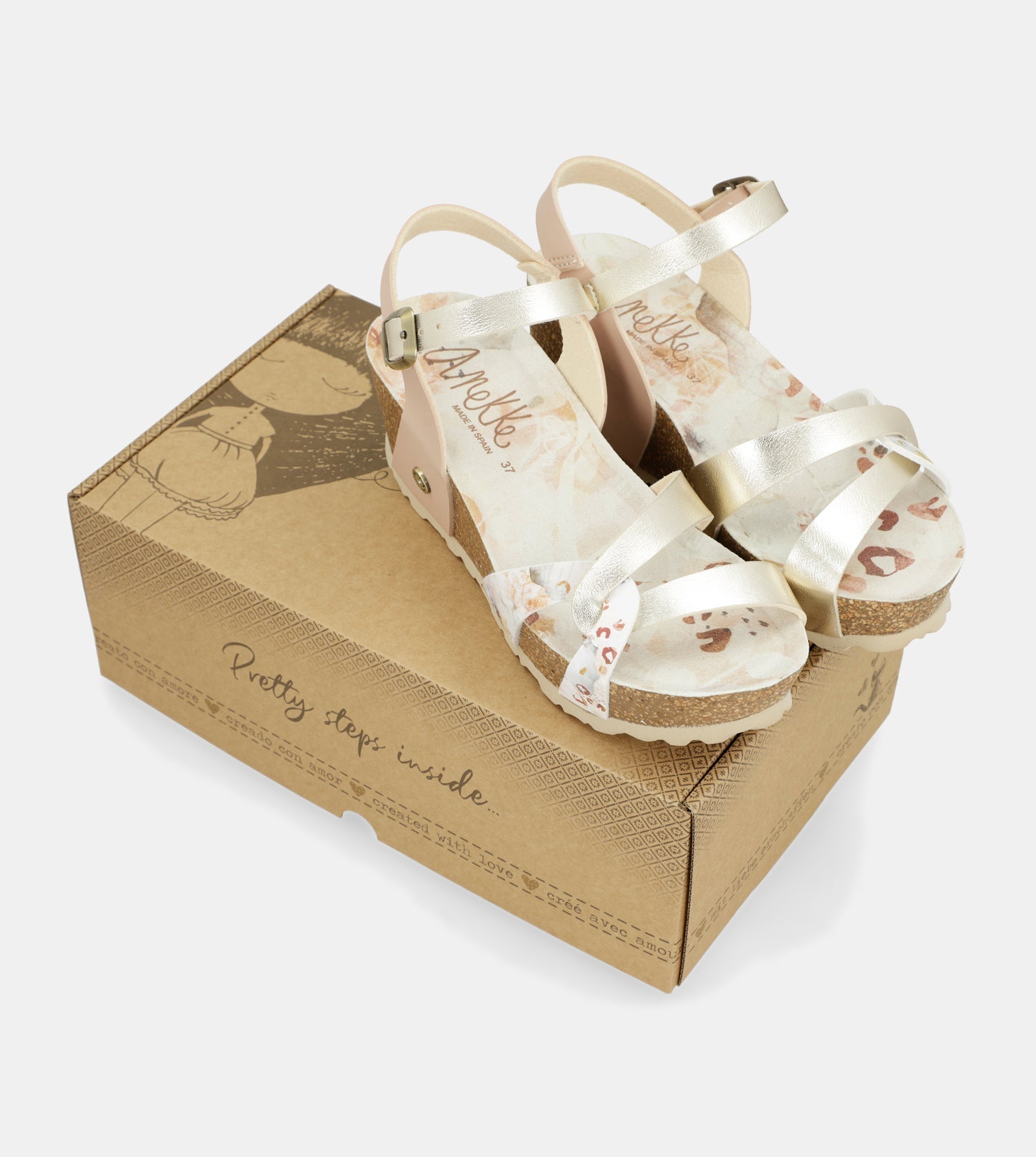 Sandales compensées bio à brides blanches