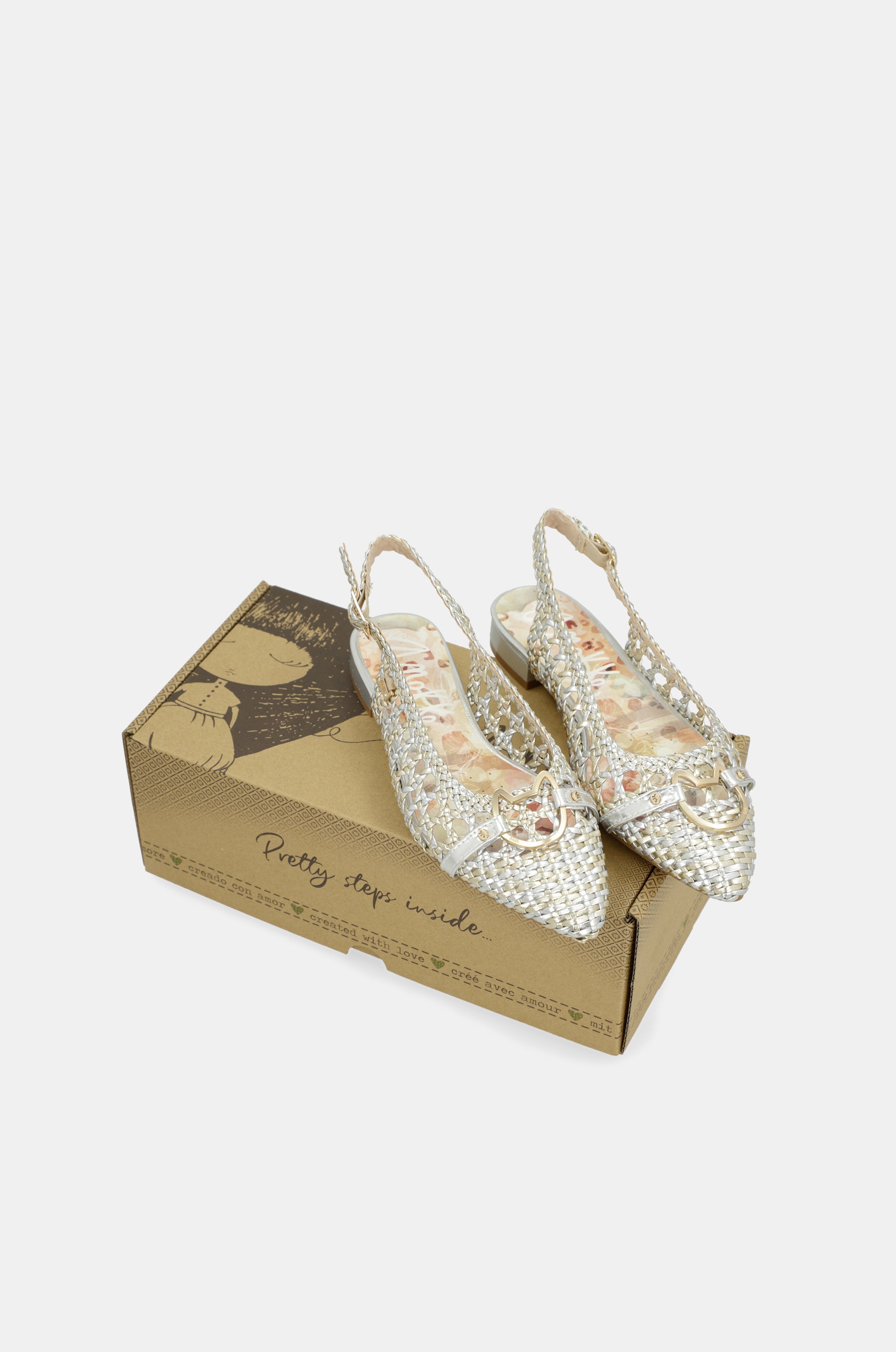 Ballerines slingback dorées et argentées