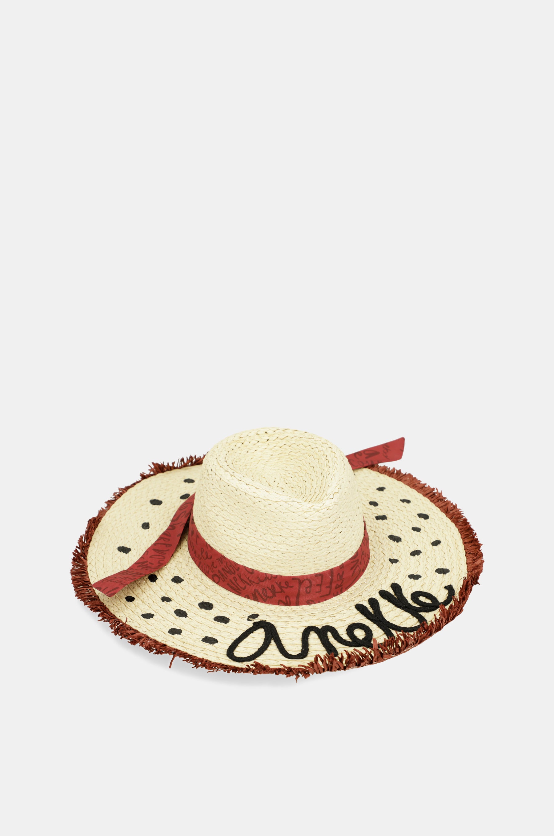 Chapeau en raphia à pois