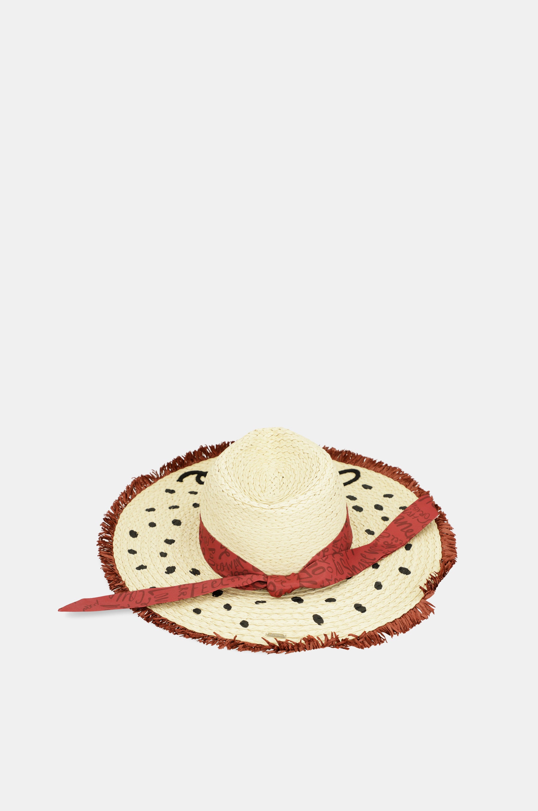 Chapeau en raphia à pois