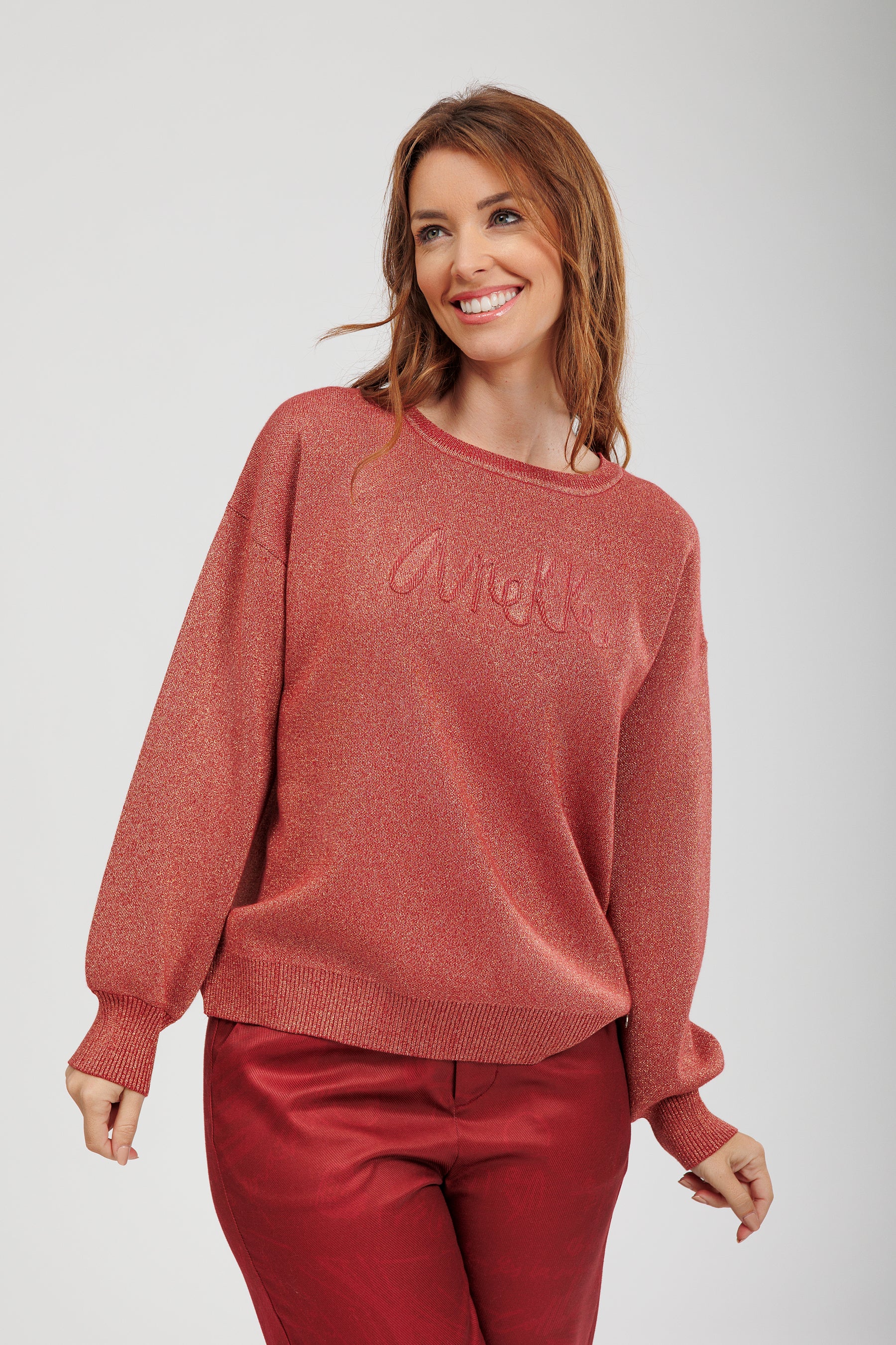 Pull rouge métallisé
