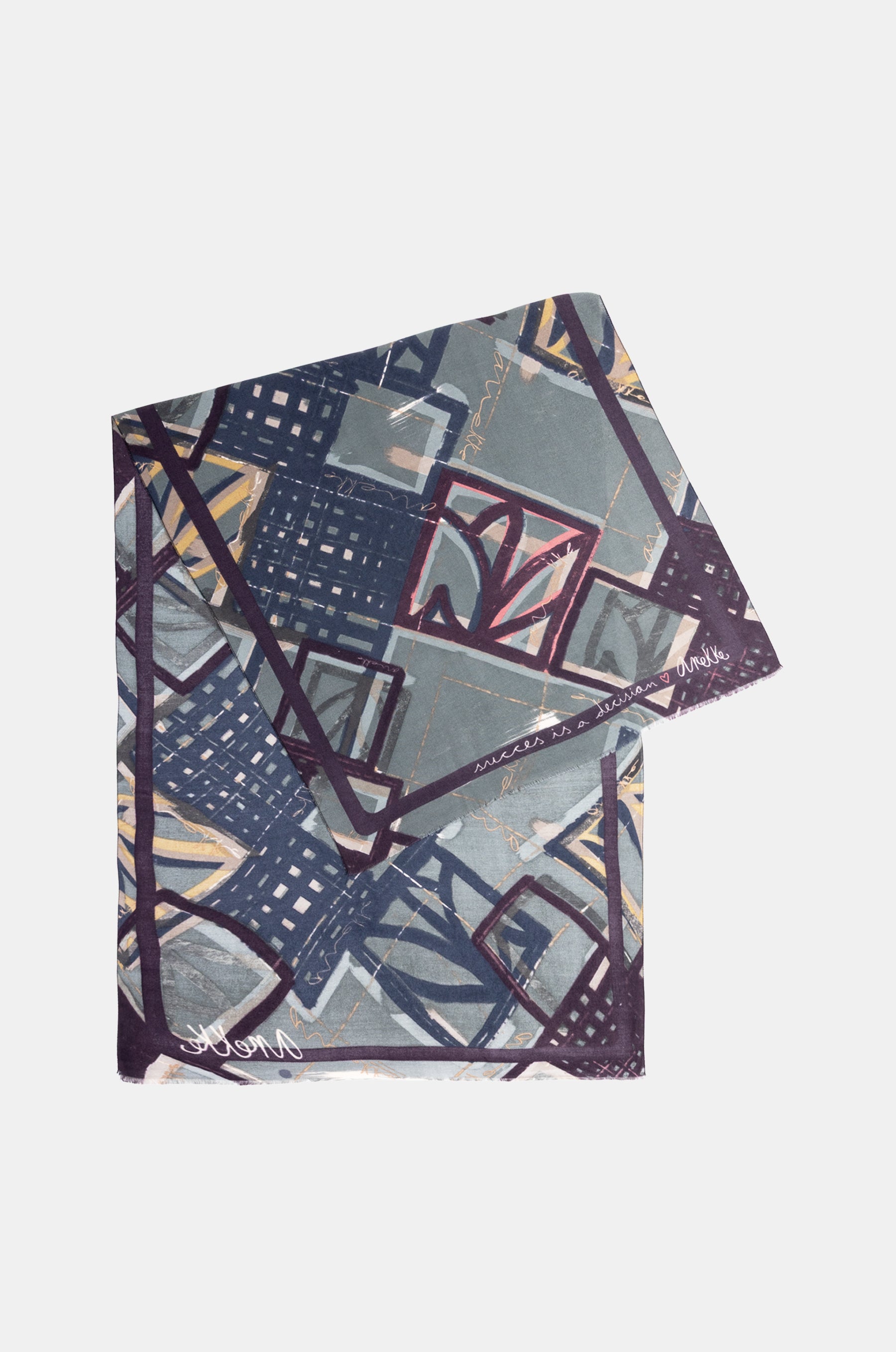 Pashmina bleu imprimé