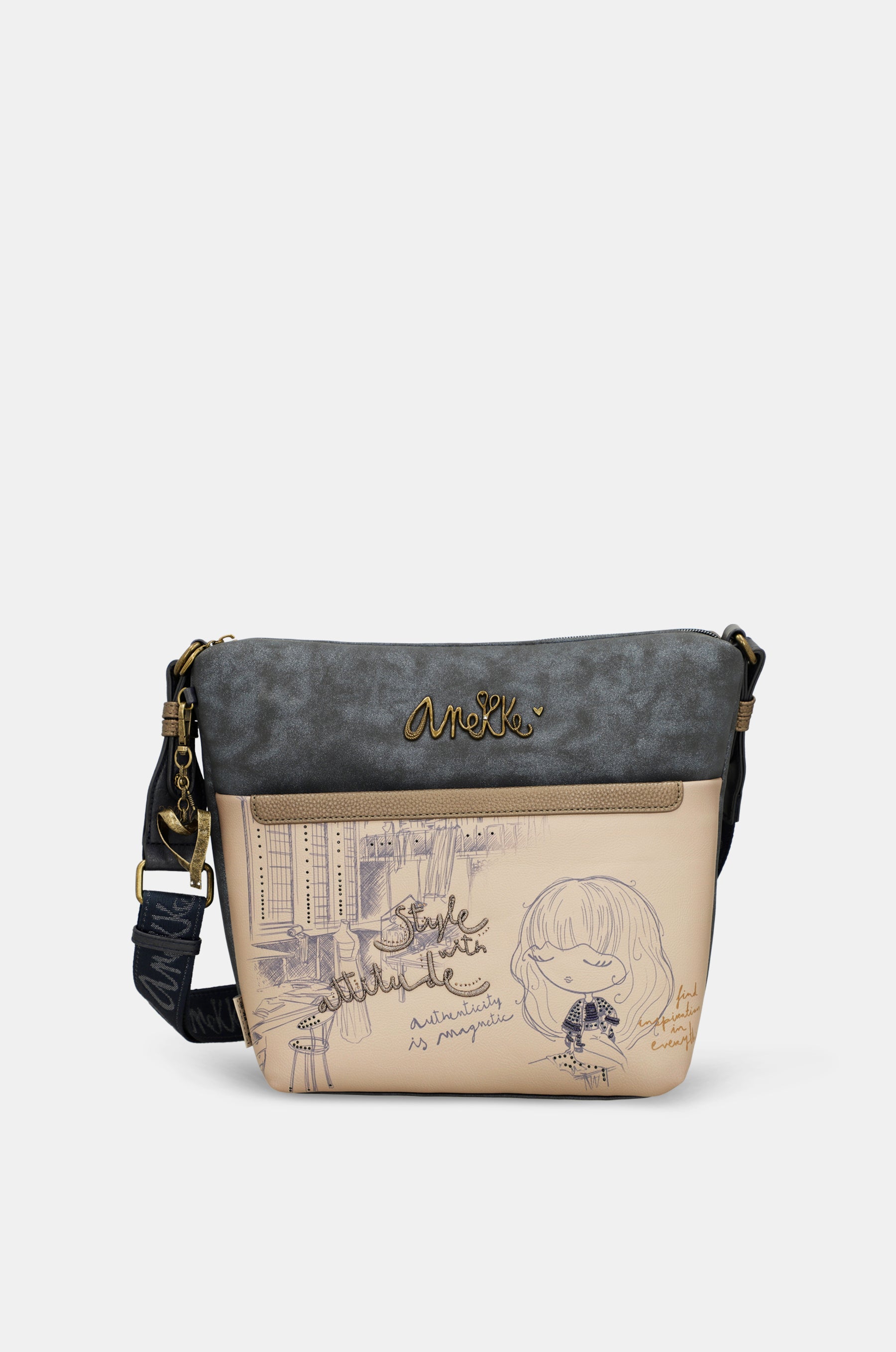 Sac bandoulière avec poche devant grand Studio