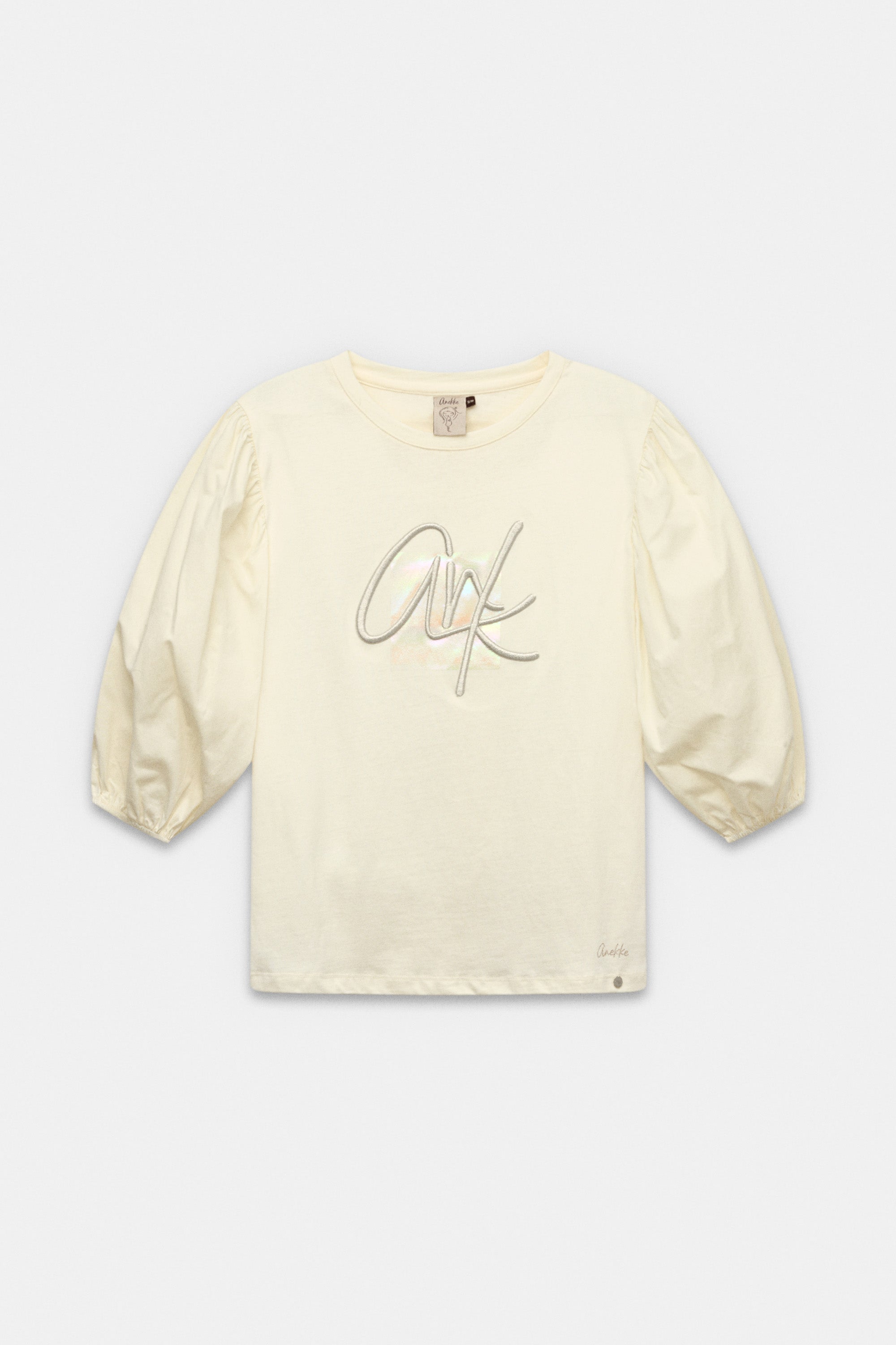 T-shirt beige à manches bouffantes