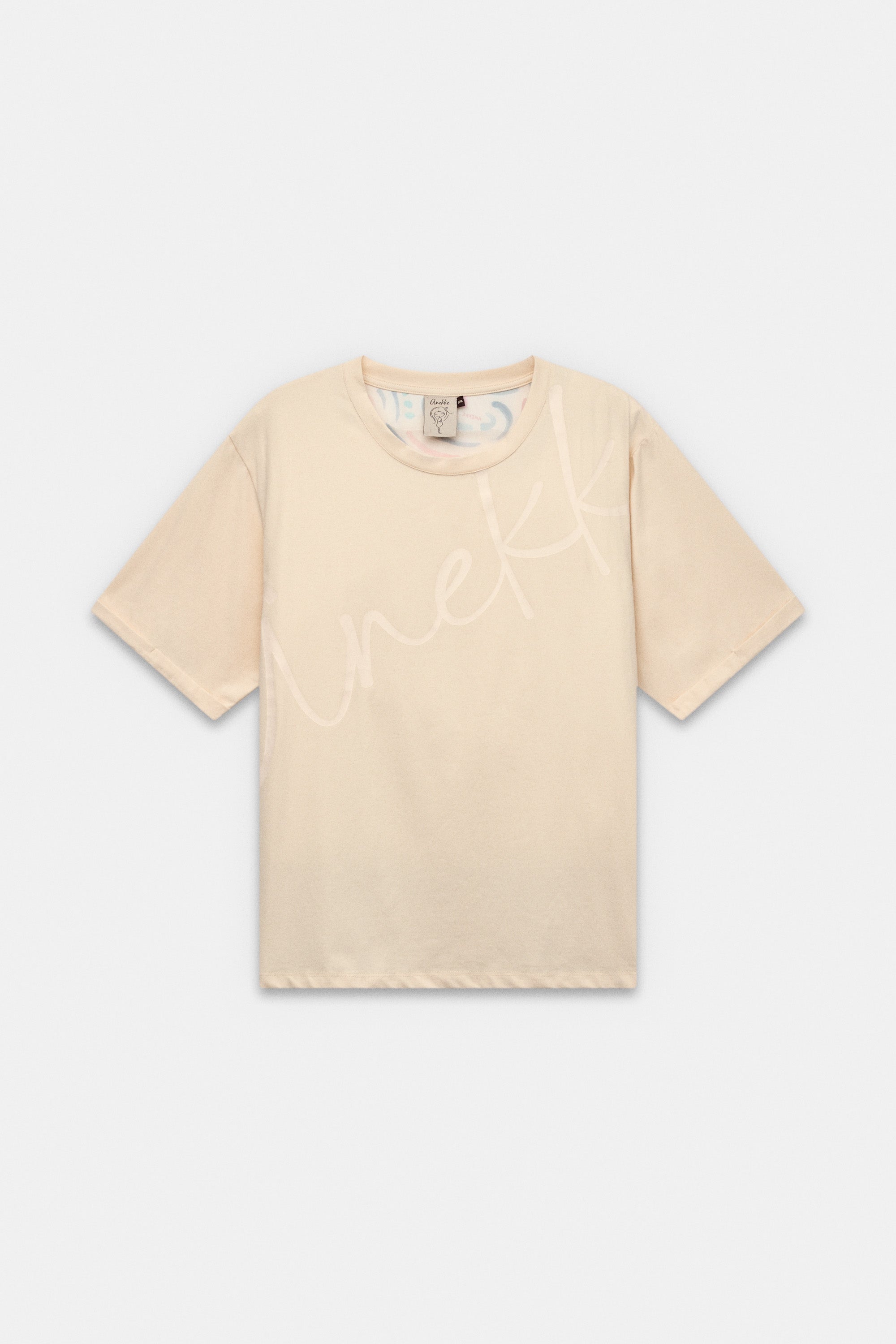 T-shirt beige à manches courtes avec imprimé