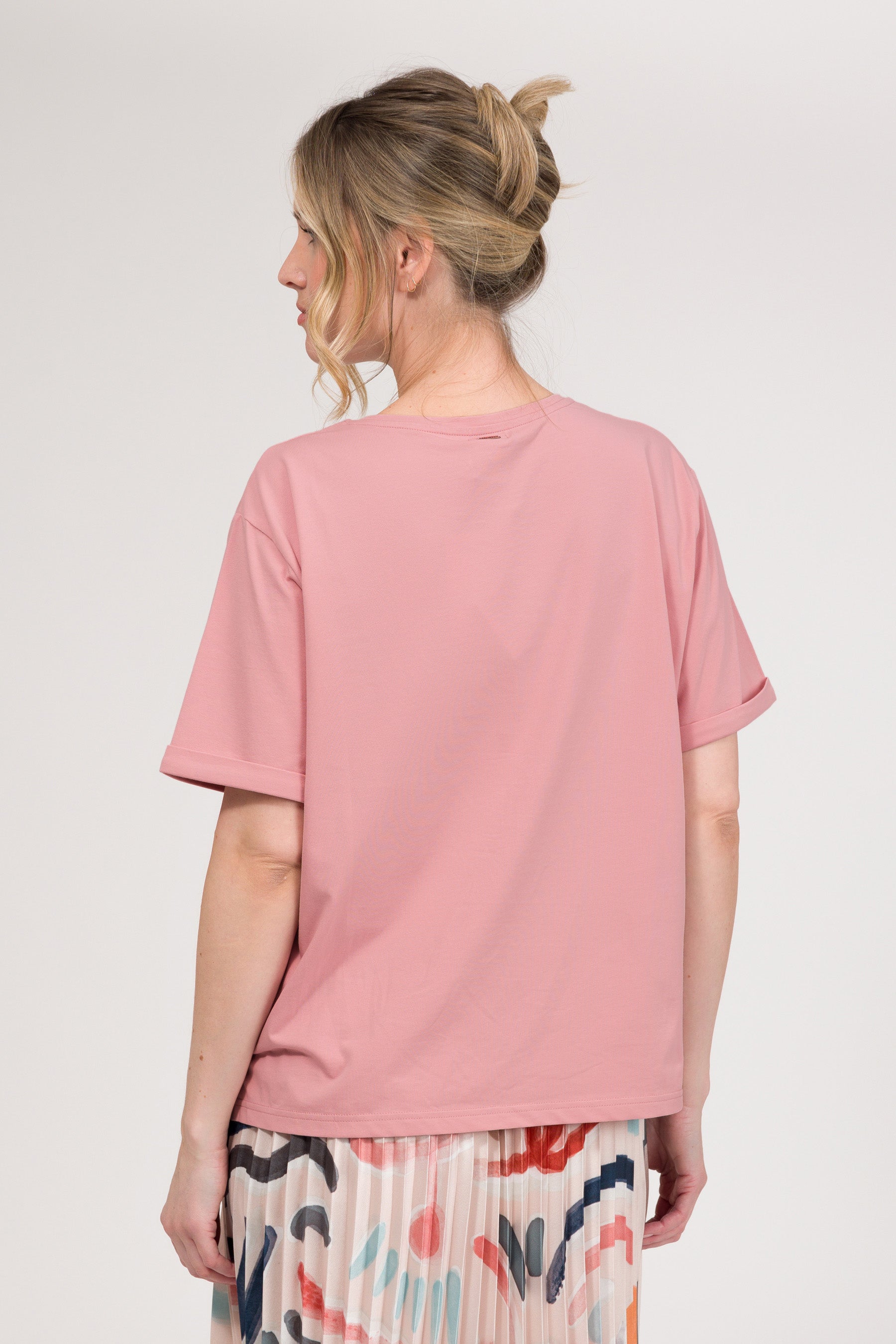 T-shirt rose à manches courtes avec logo