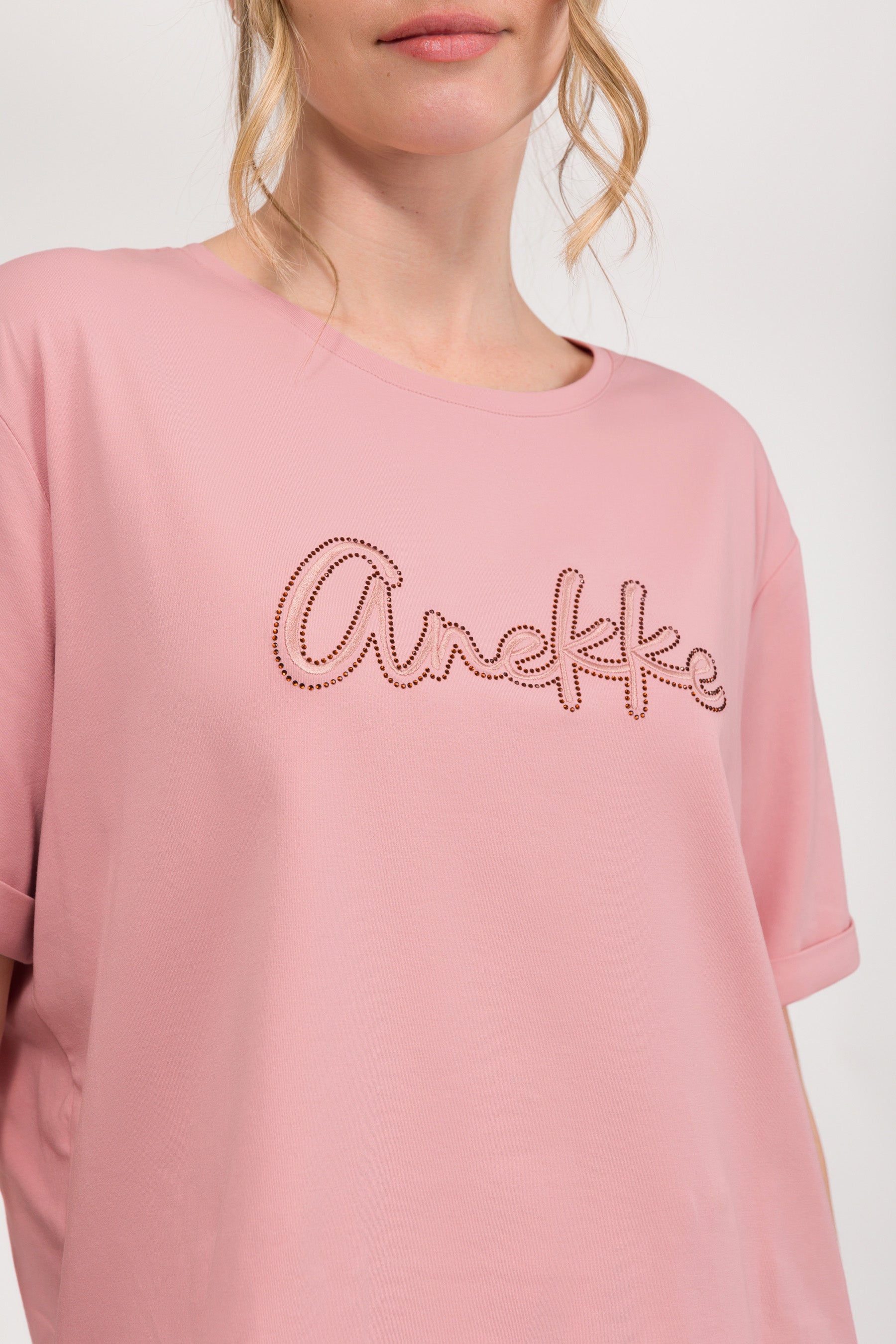 T-shirt rose à manches courtes avec logo
