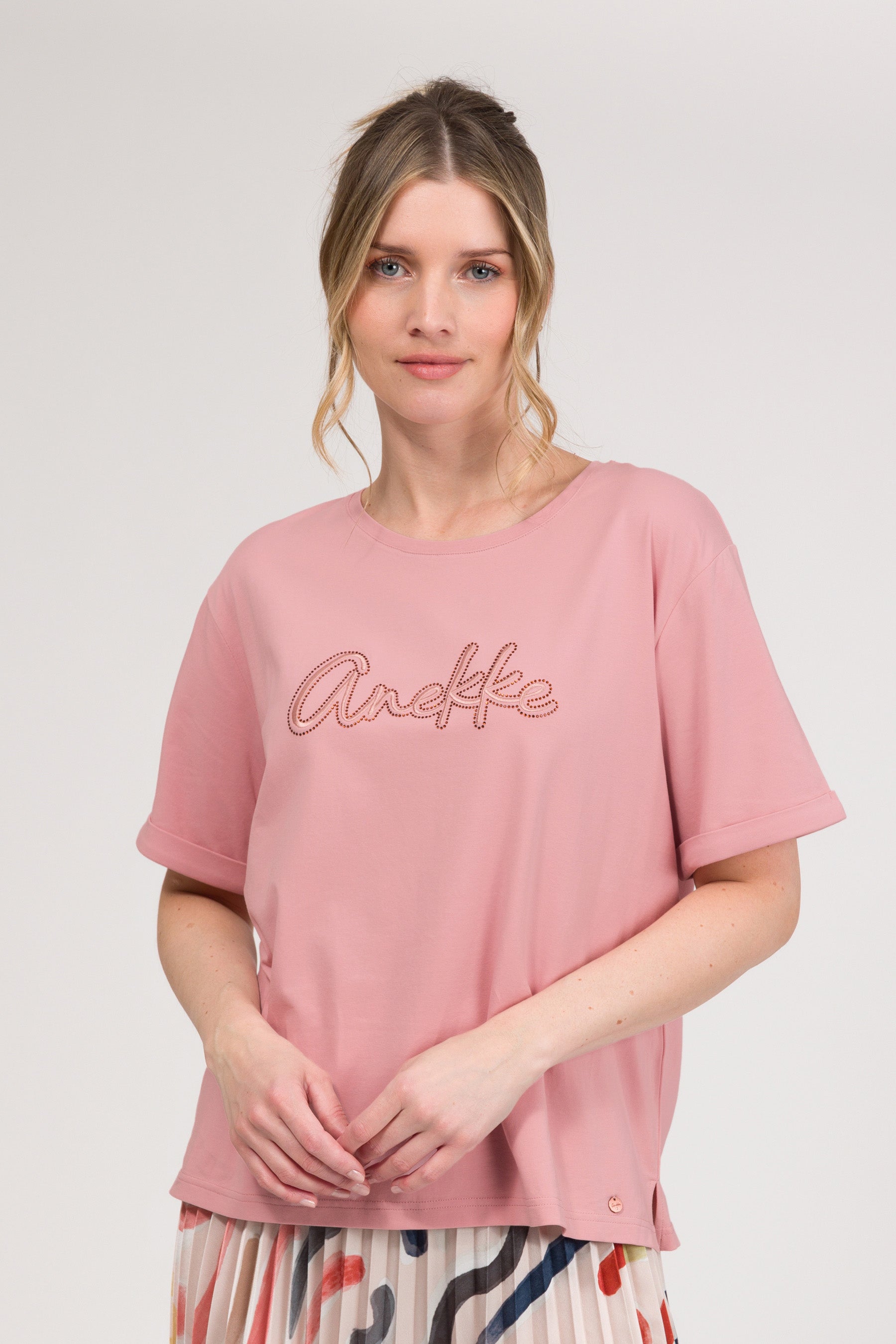 T-shirt rose à manches courtes avec logo