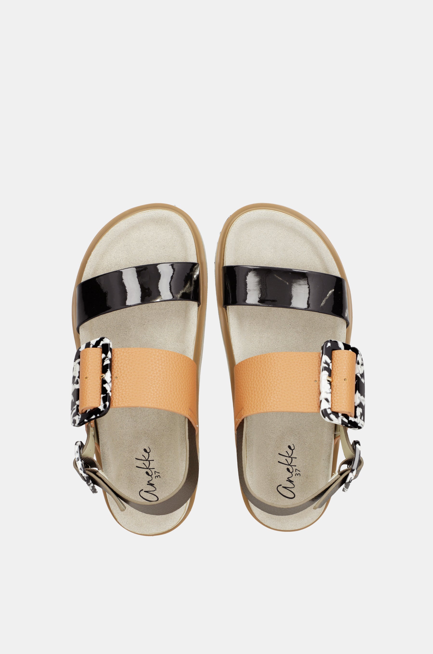 Sandales à plateforme orange et noires