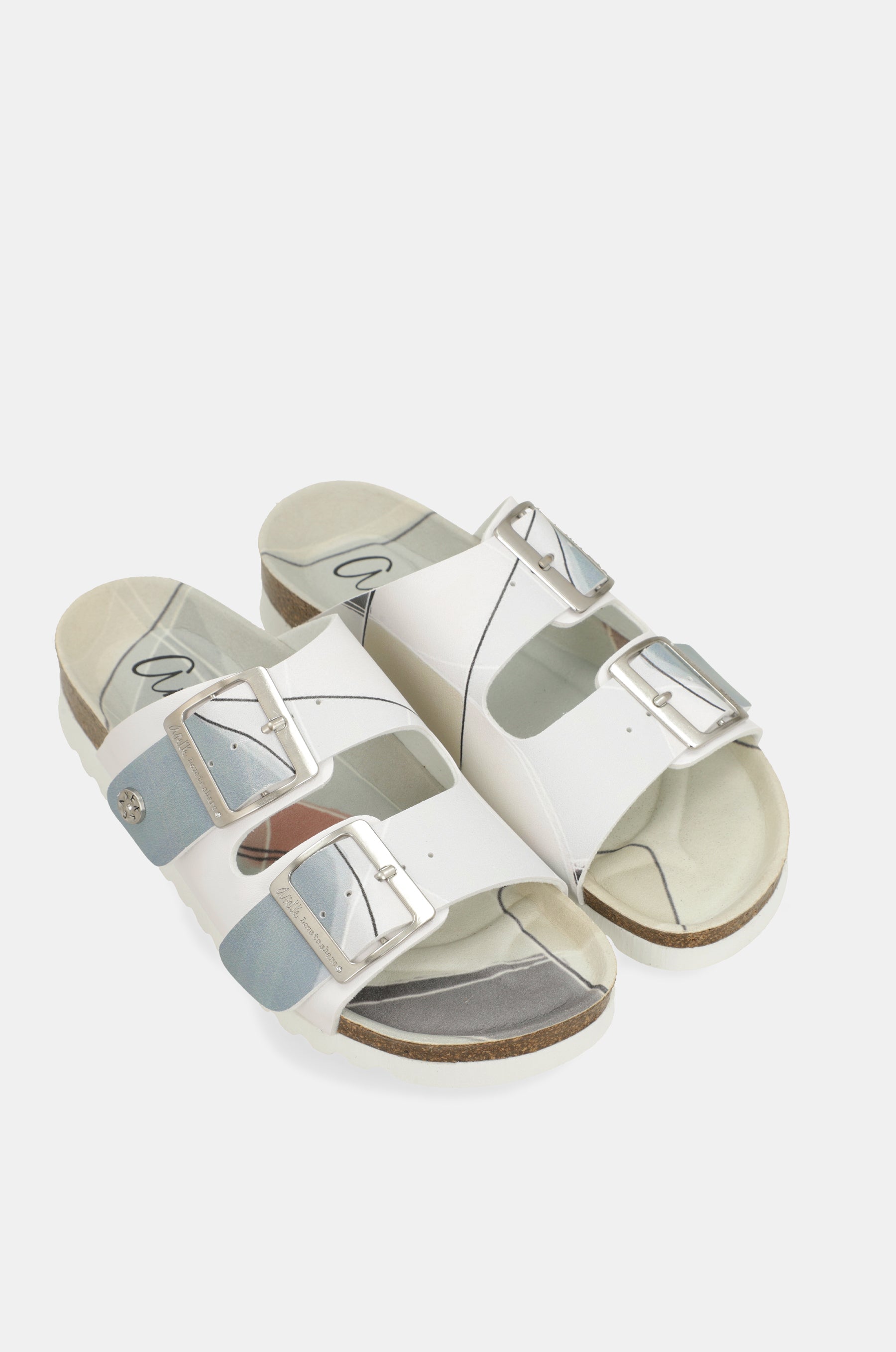 Sandales bio bleues et blanches