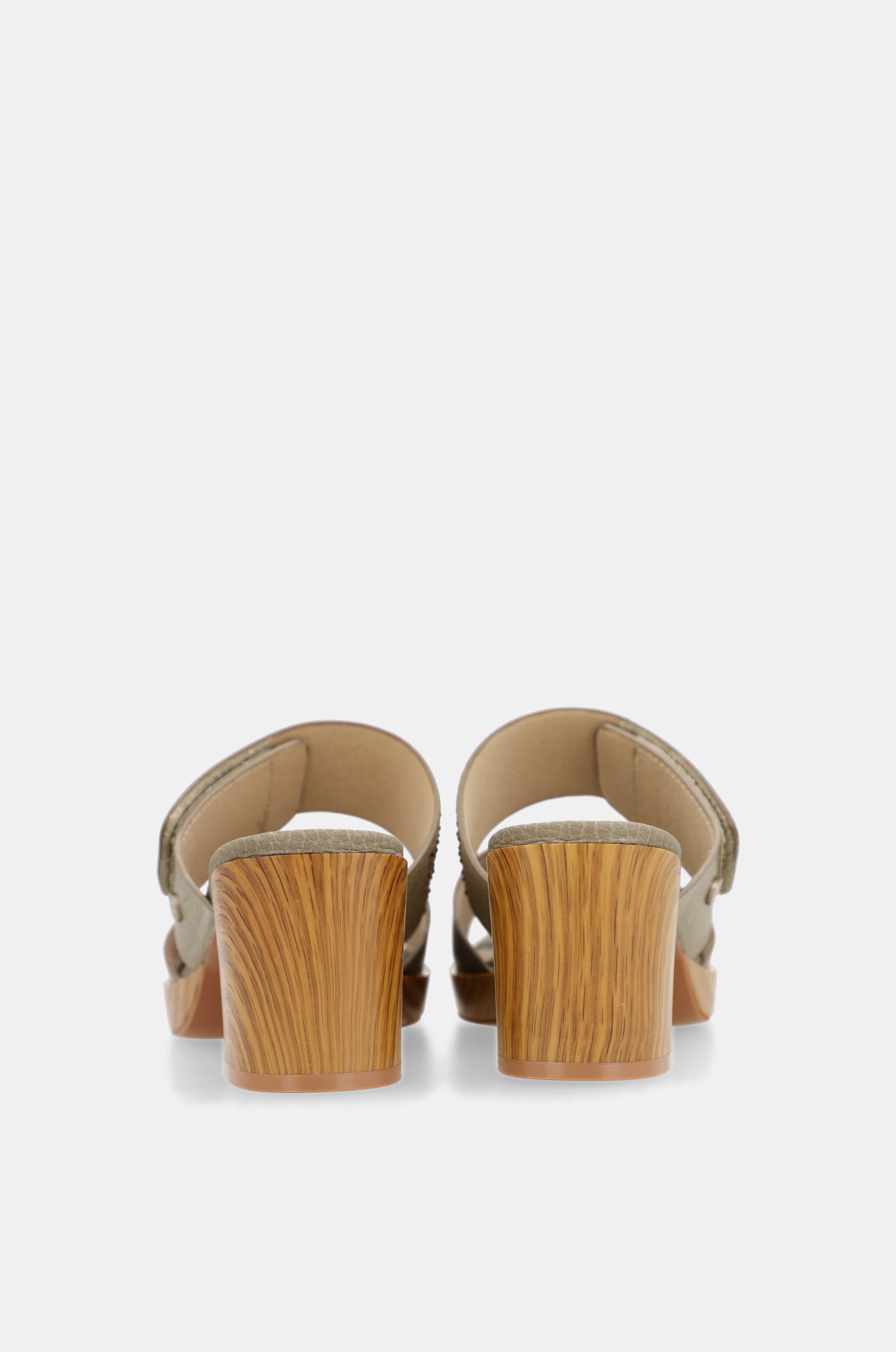 Sandales à talon vertes et dorées avec strass