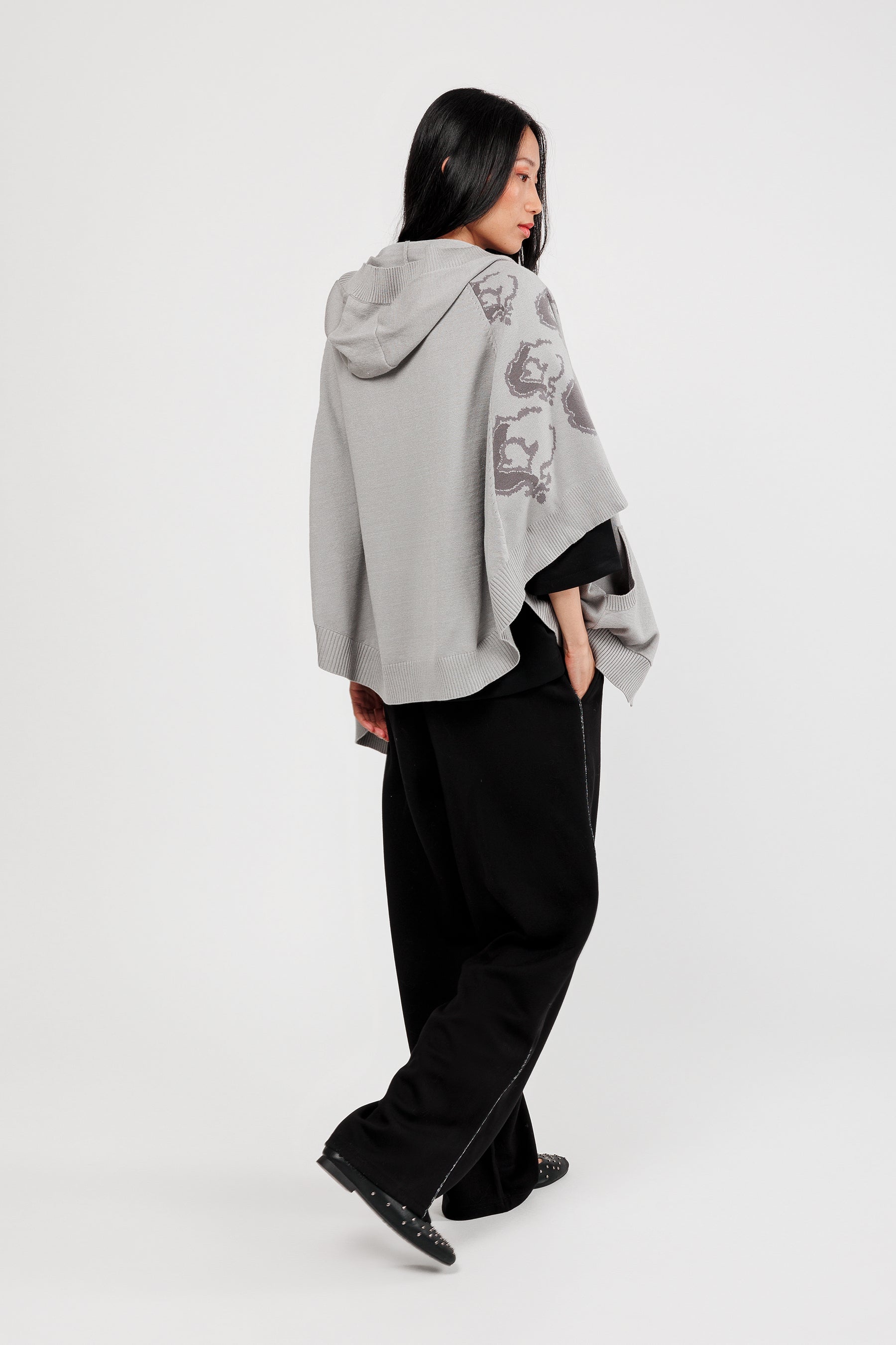 Veste style poncho gris