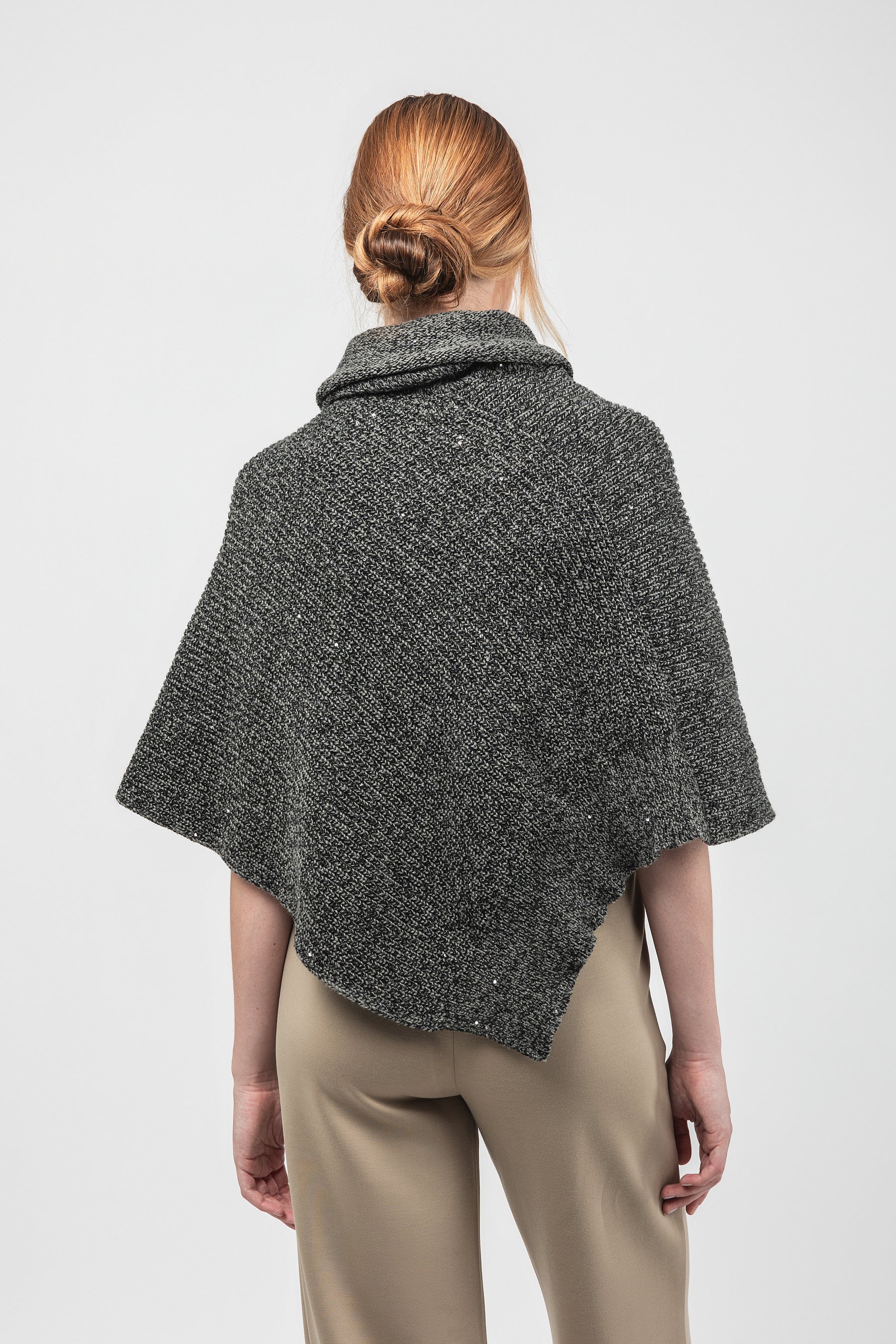 Poncho à col montant bleu