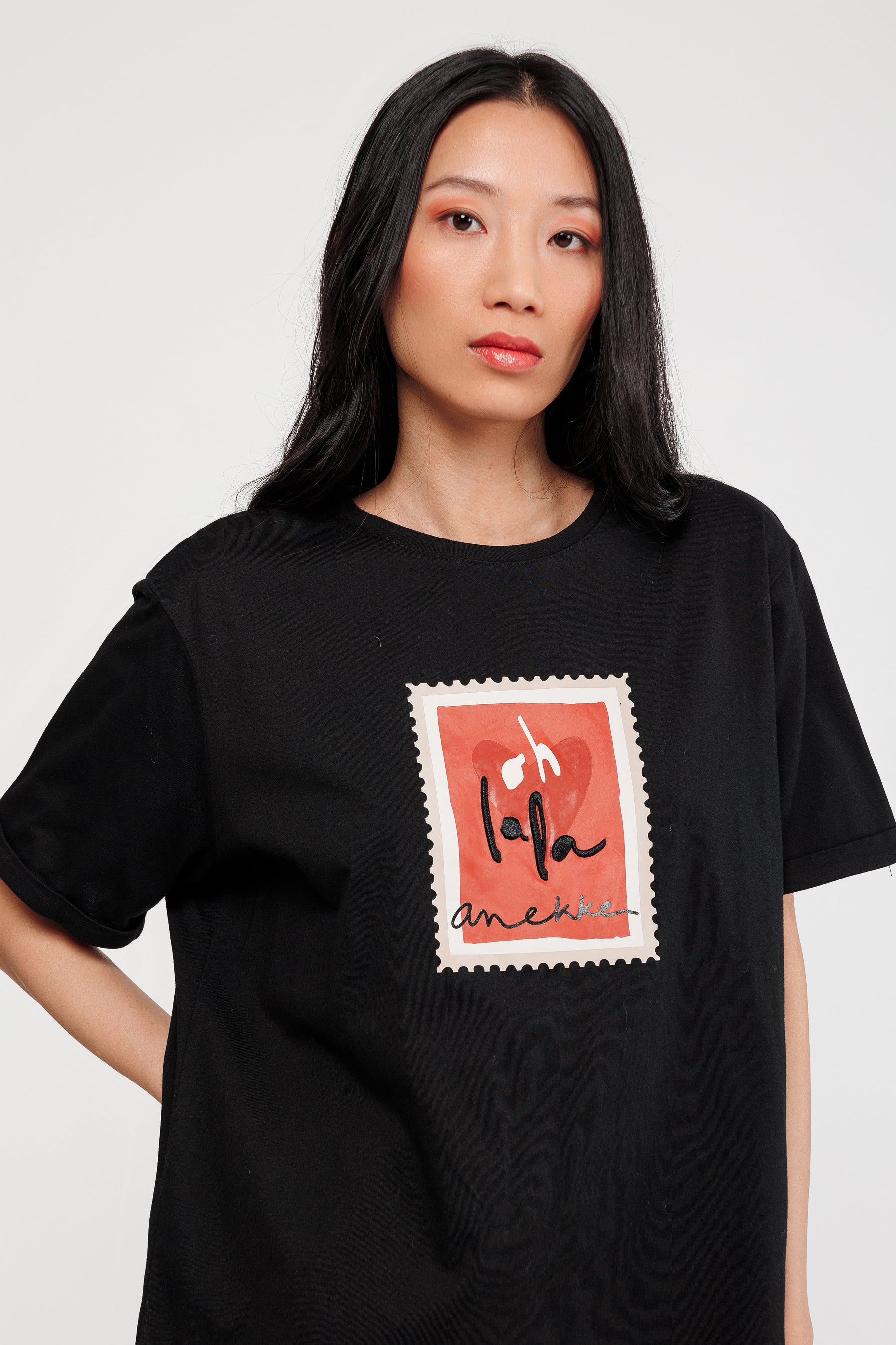 T-shirt à manches courtes noir Mademoiselle