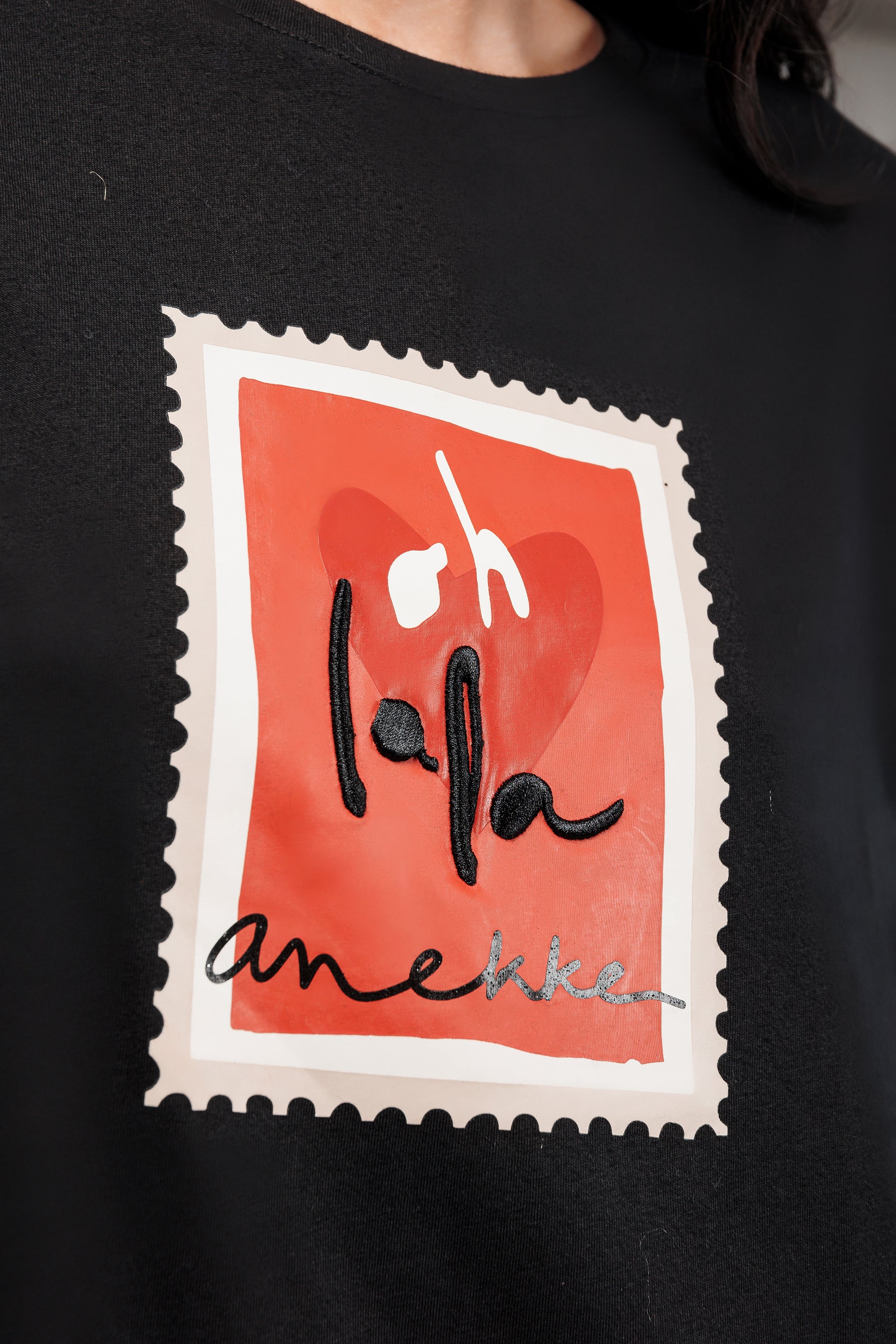 T-shirt à manches courtes noir Mademoiselle