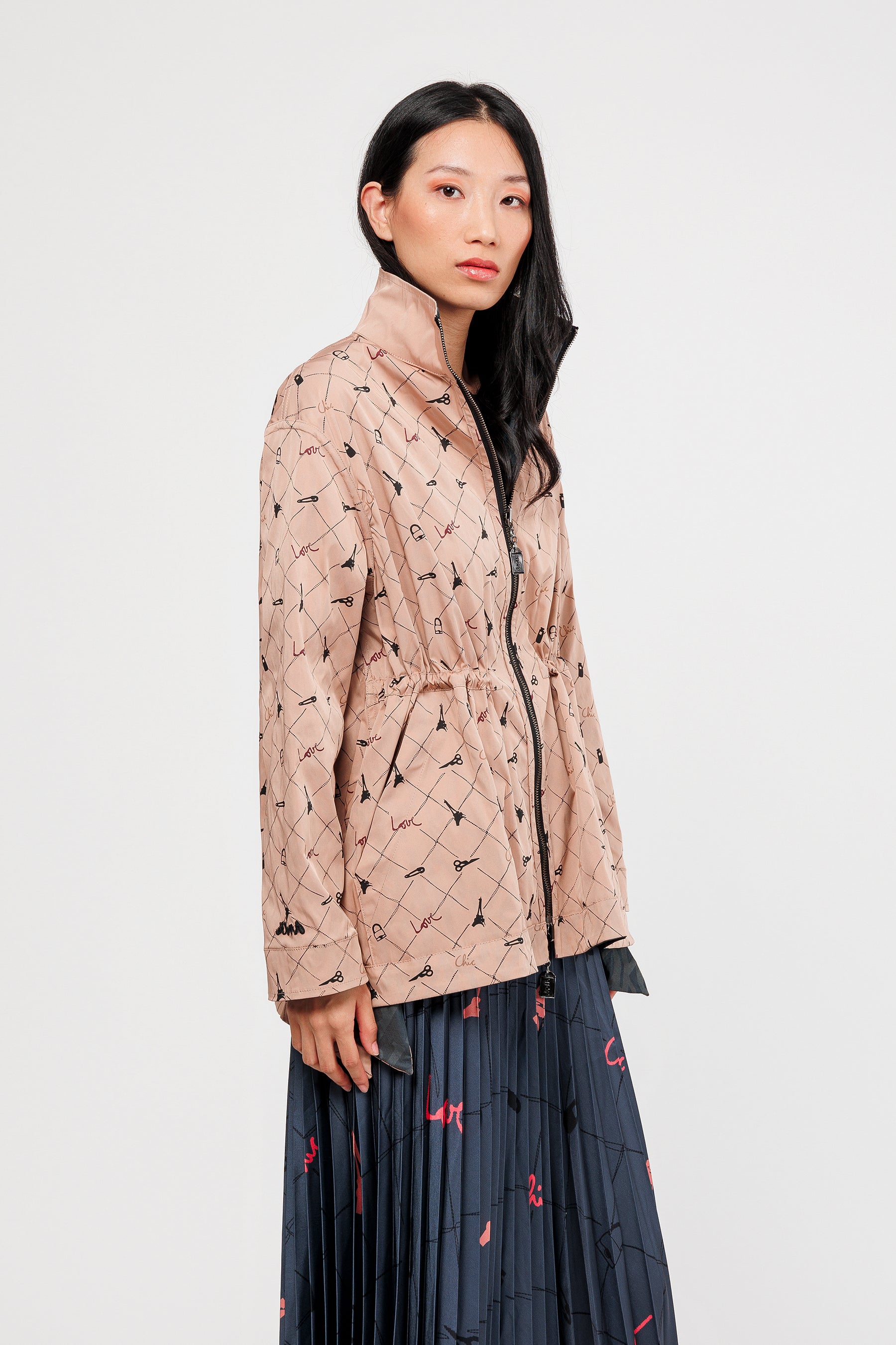 Veste réversible noir et beige