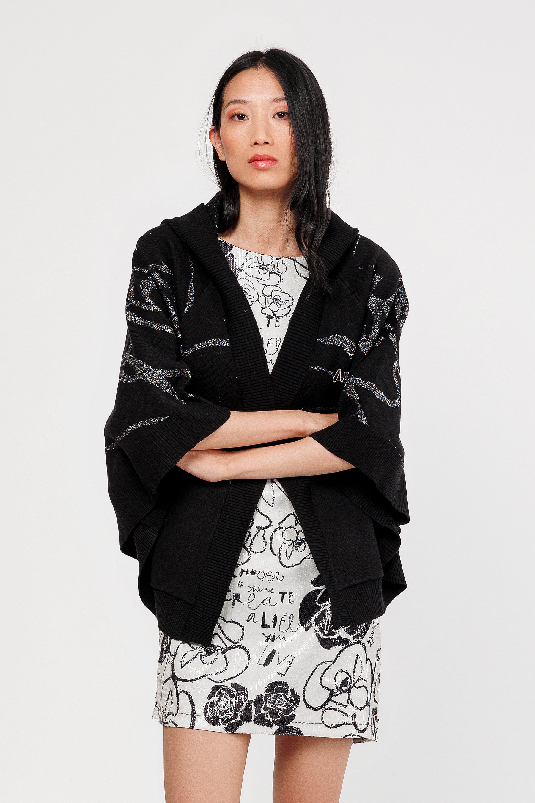 Veste style poncho noir