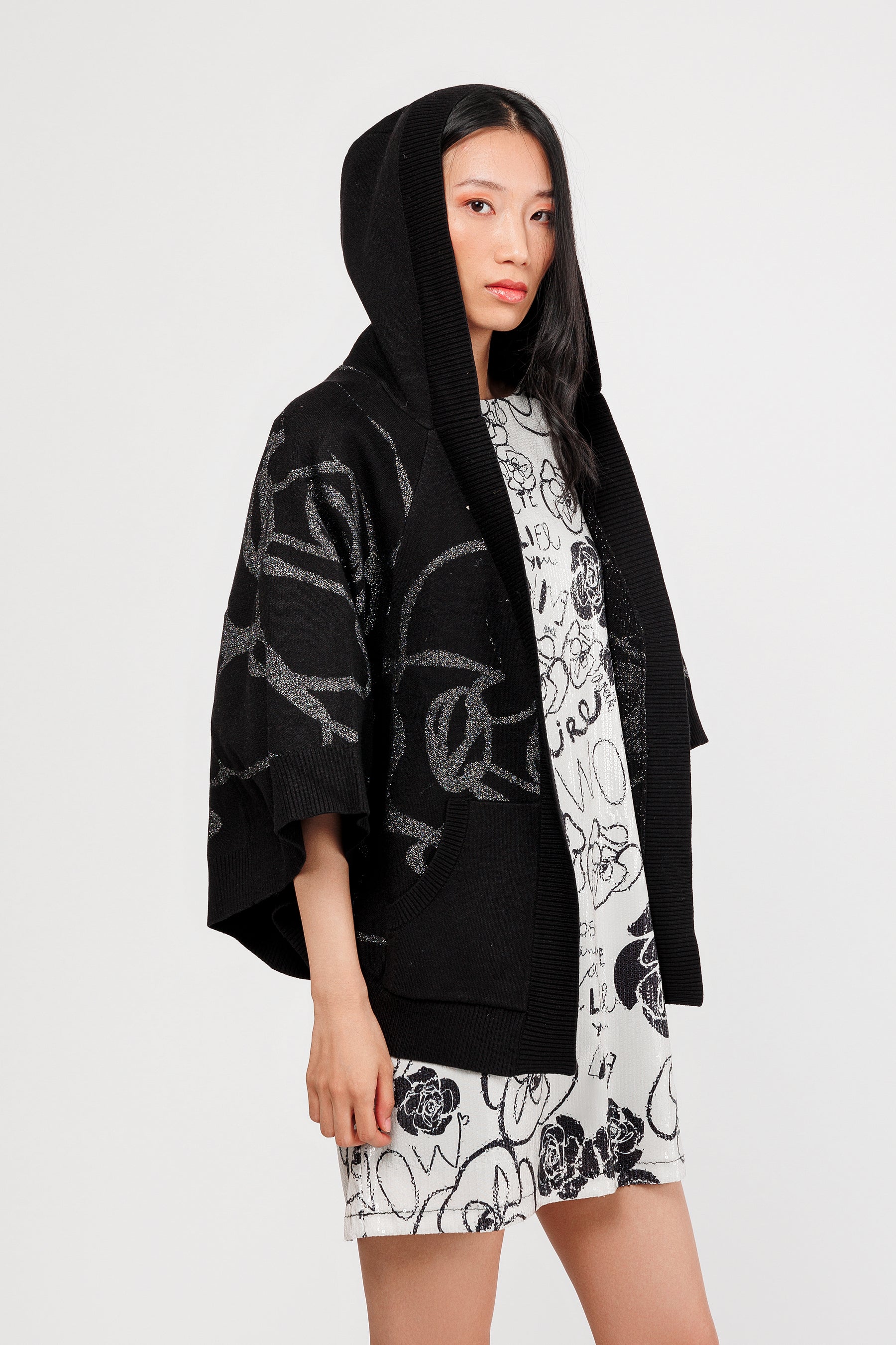 Veste style poncho noir