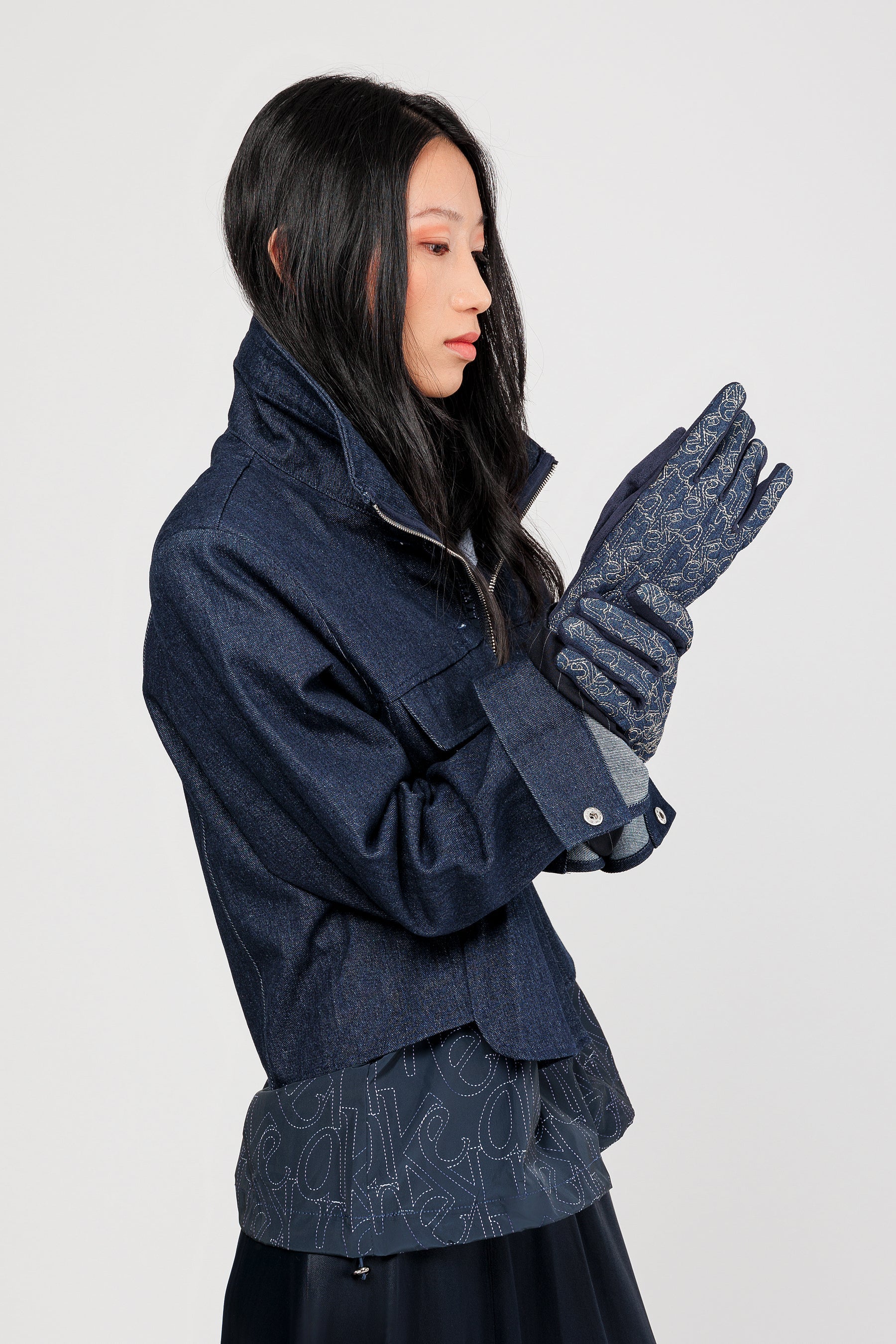 Gants denim imprimé