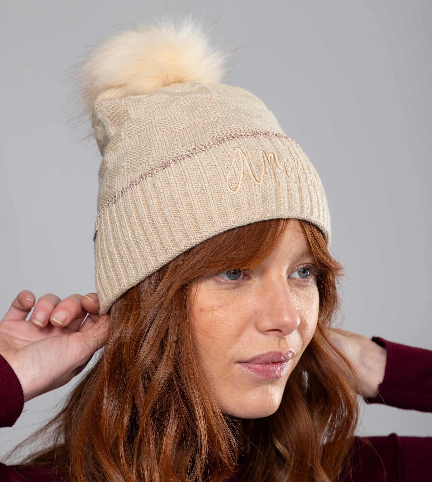 Chapeau Shodō en tricot beige