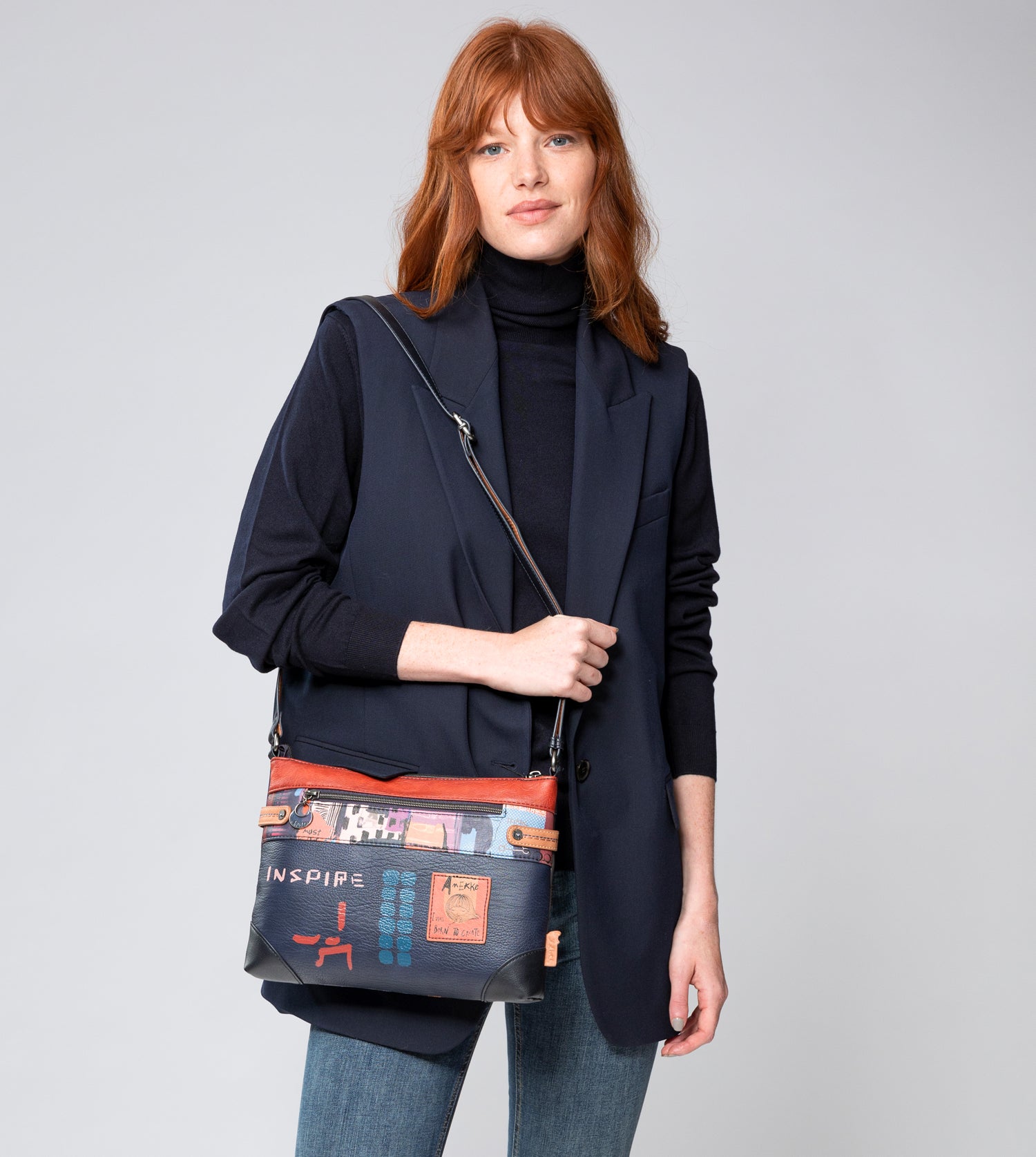 Grand sac à bandoulière imprimé contemporain