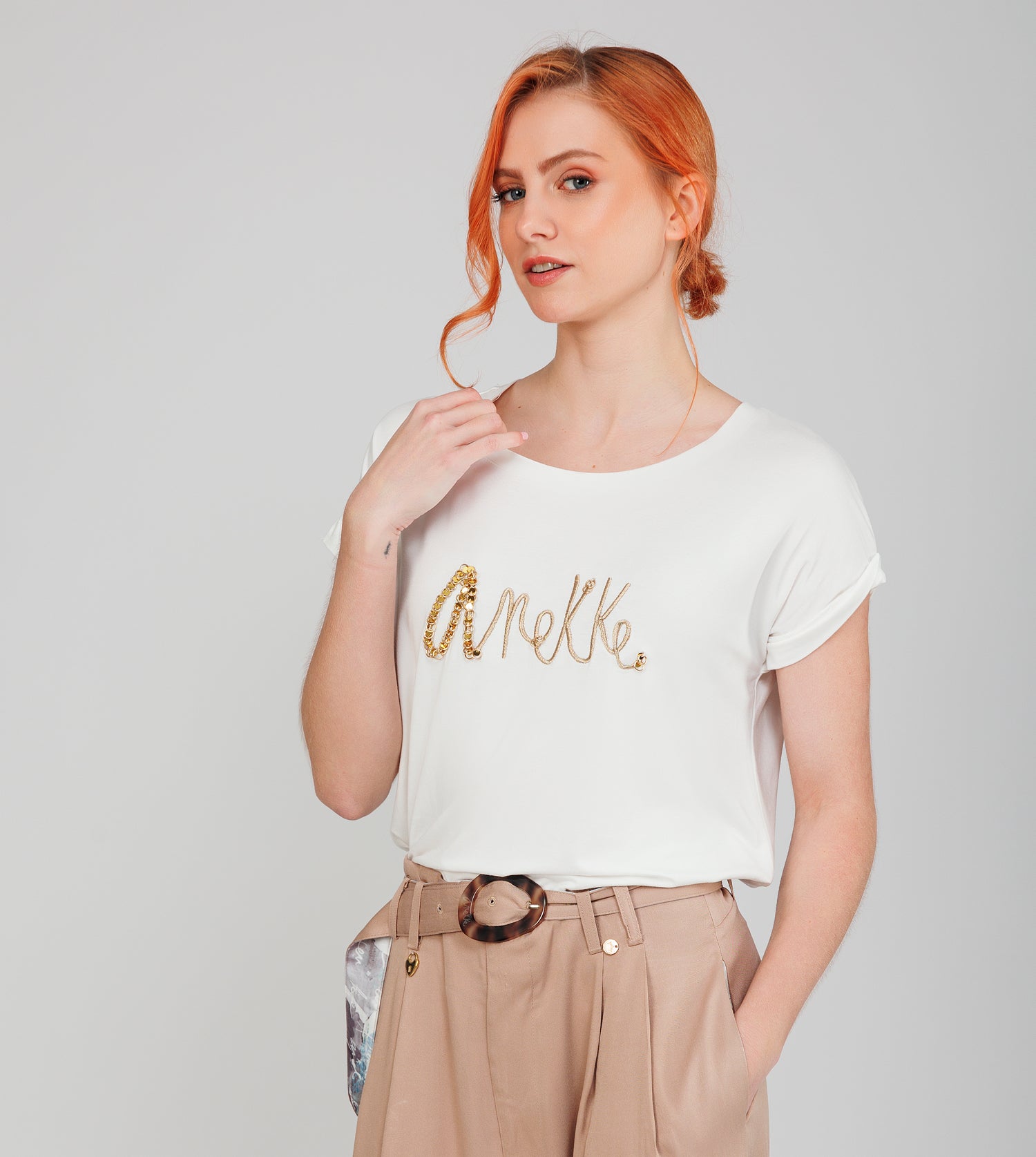 T-shirt blanc à manches courtes avec logo