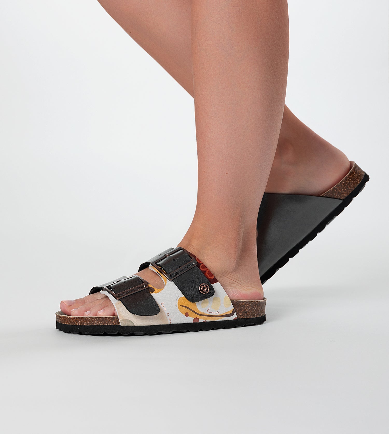 Sandales bio multicolores noires