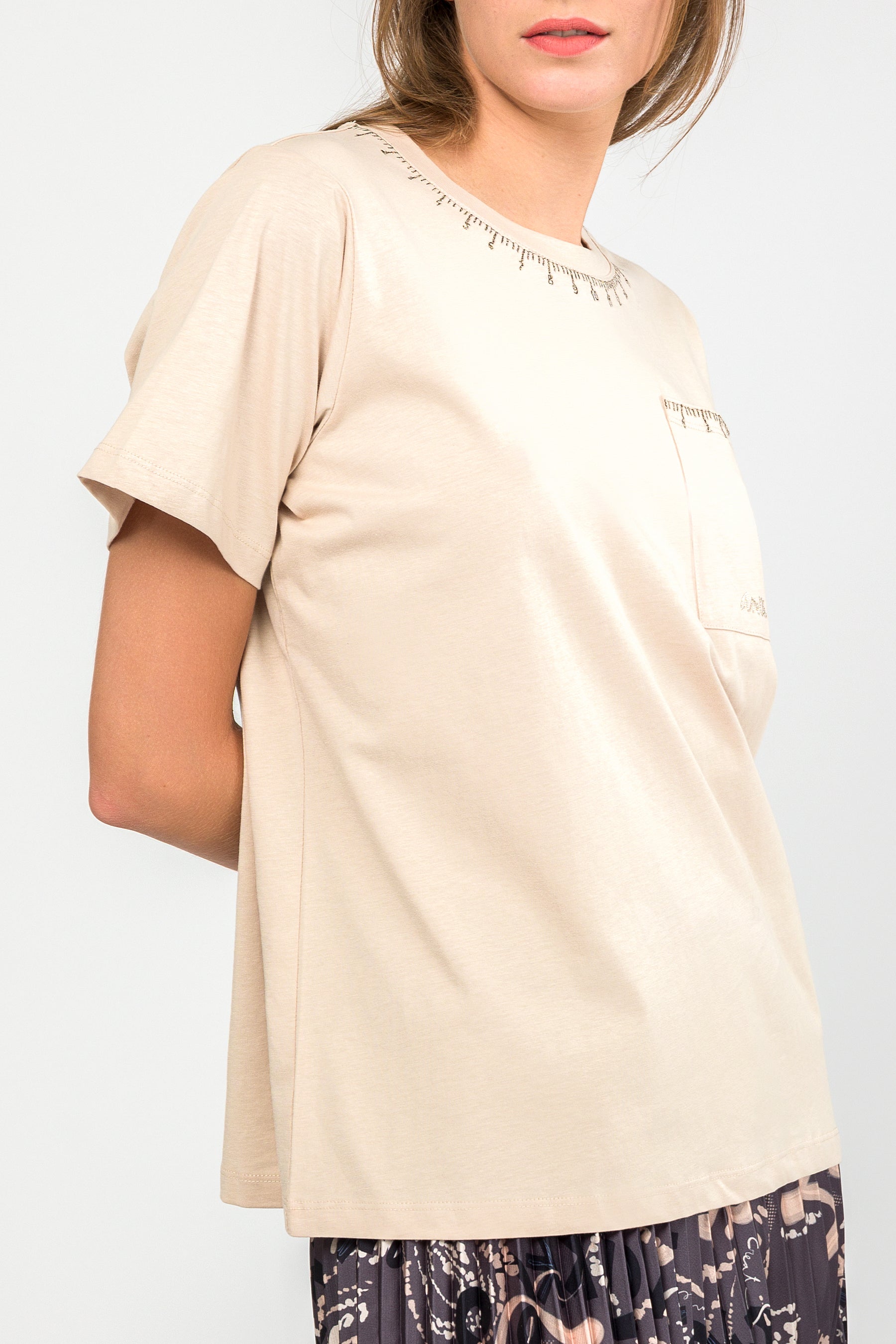 T-shirt à manches courtes beige Studio