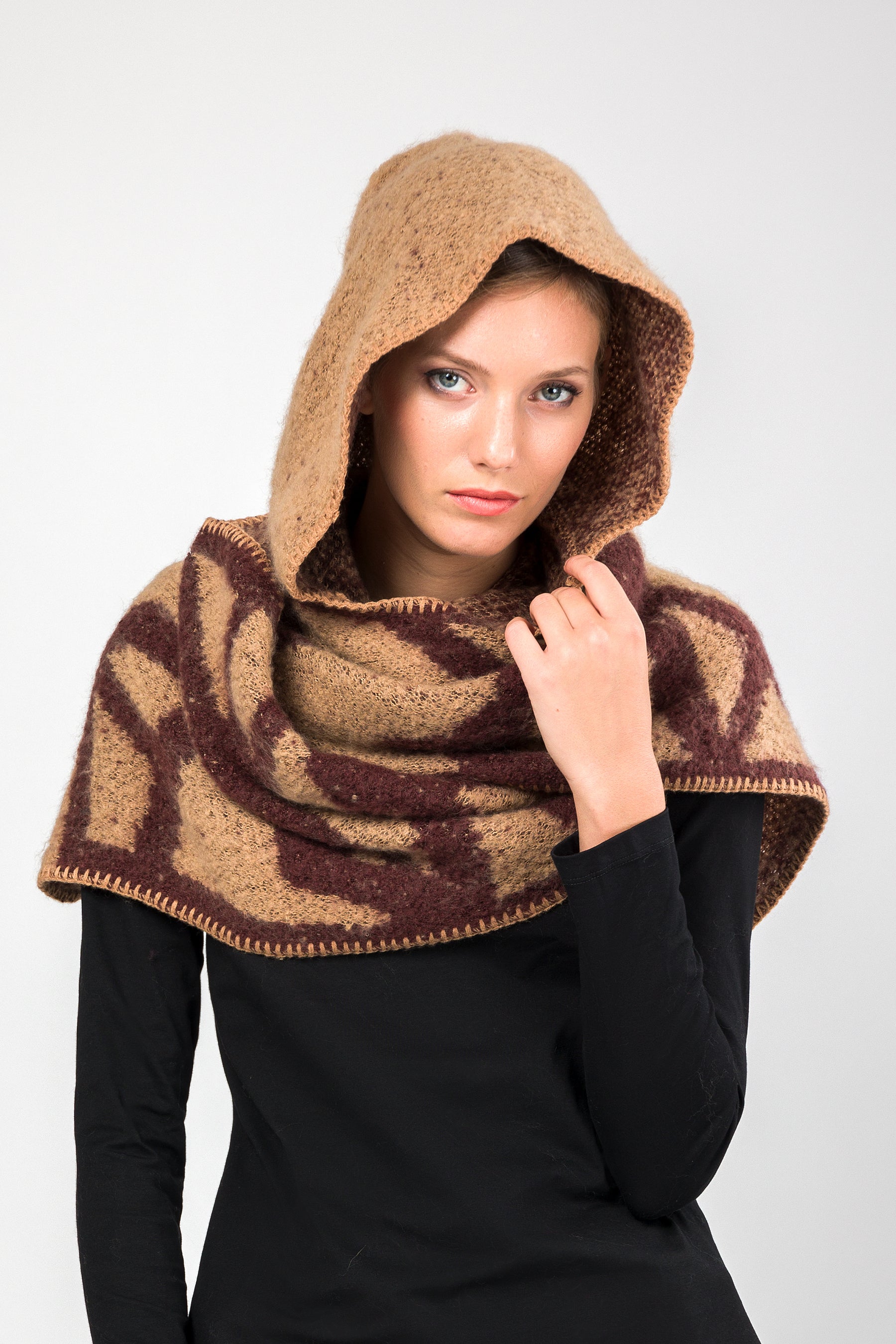 Écharpe à capuche beige
