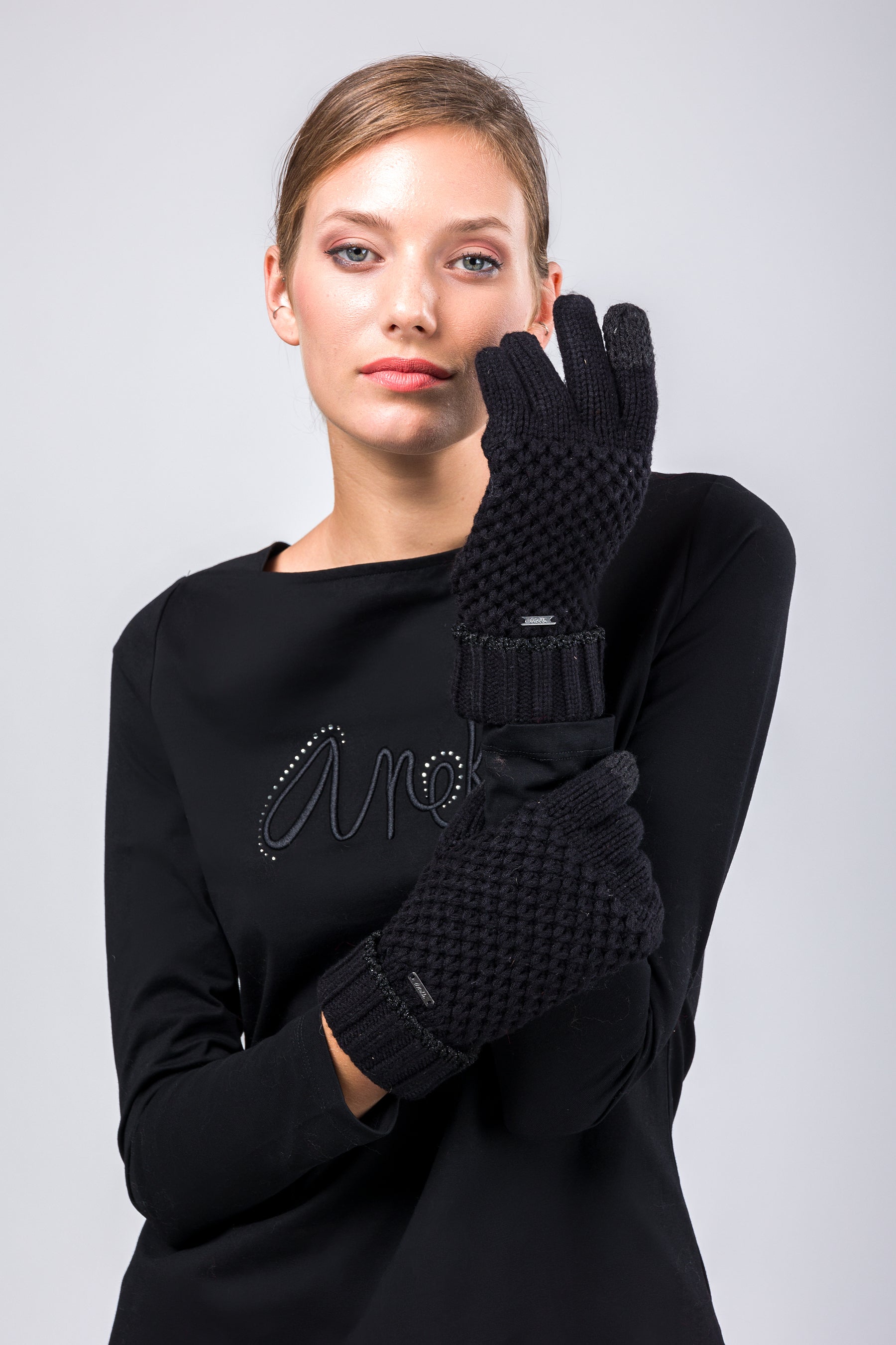 Gants en maille noir