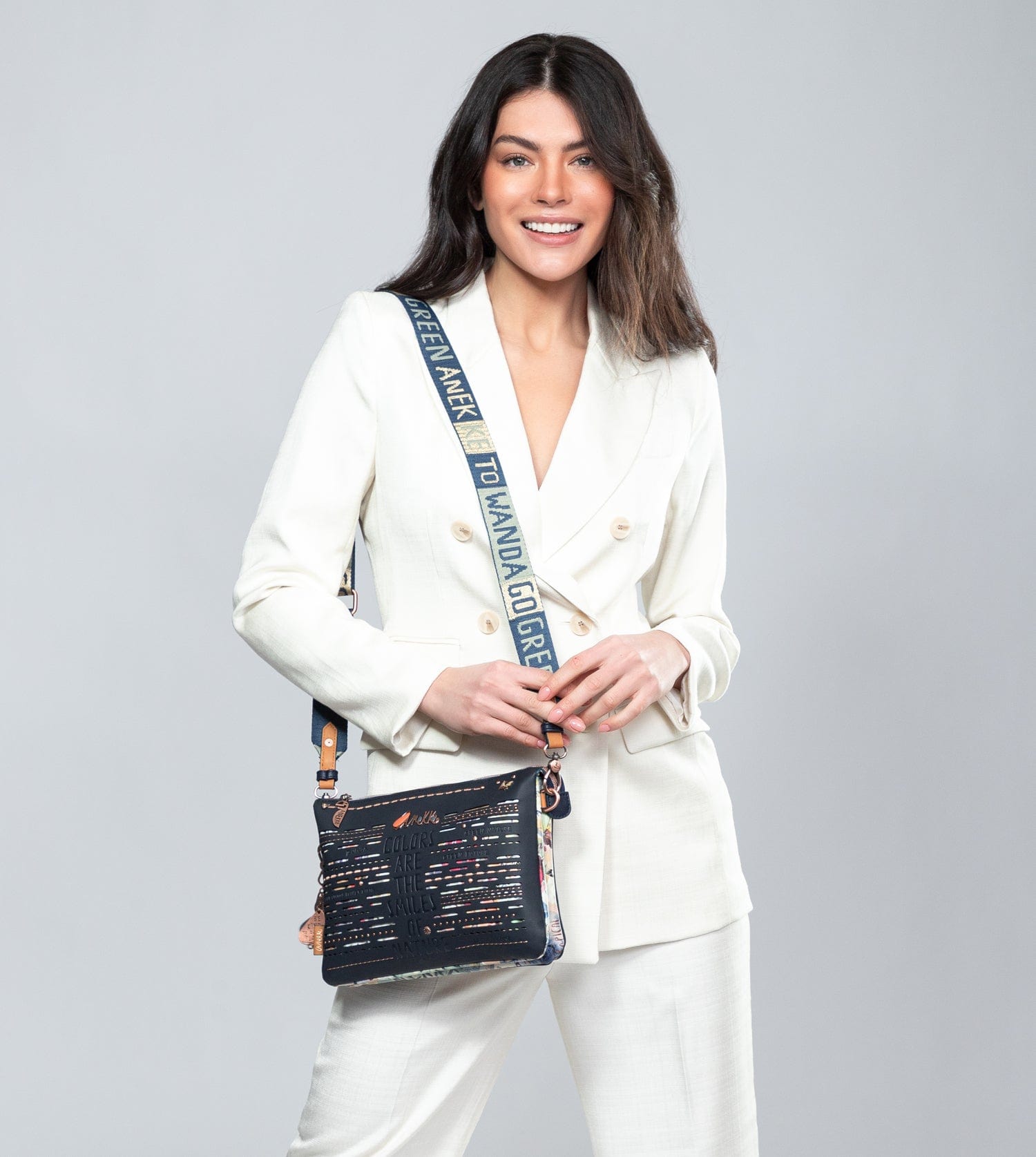 Nature Pachamama Navy Blue Crossbody Sac avec 2 compartiments