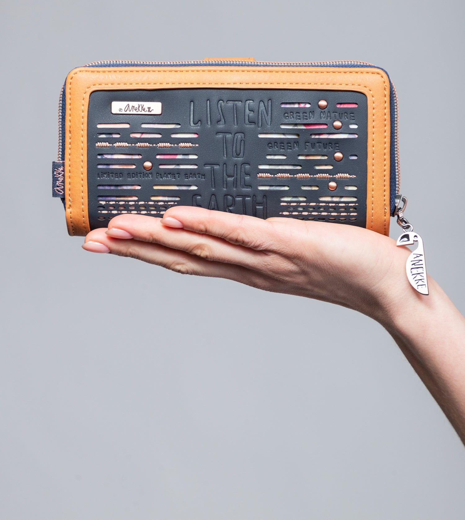 Nature Pachamama Navy bleu grand portefeuille RFID