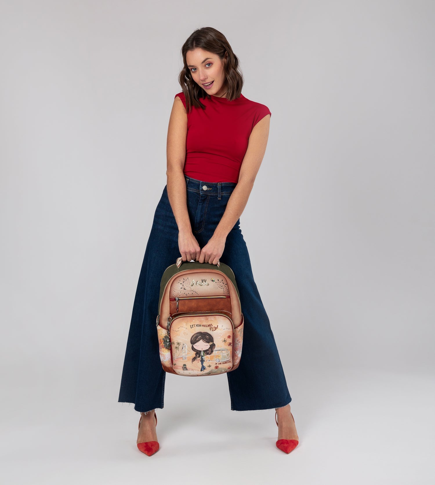 Sac à dos d’école camel Peace & Love