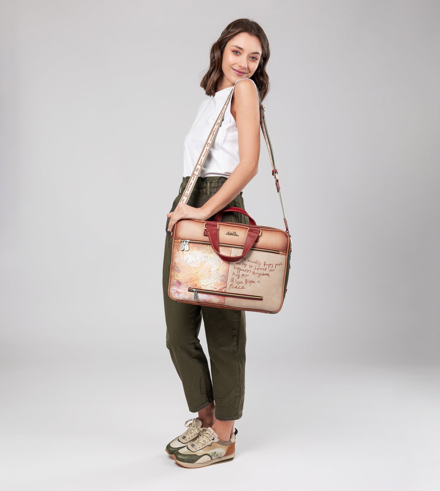 Porte-documents camel Peace & Love