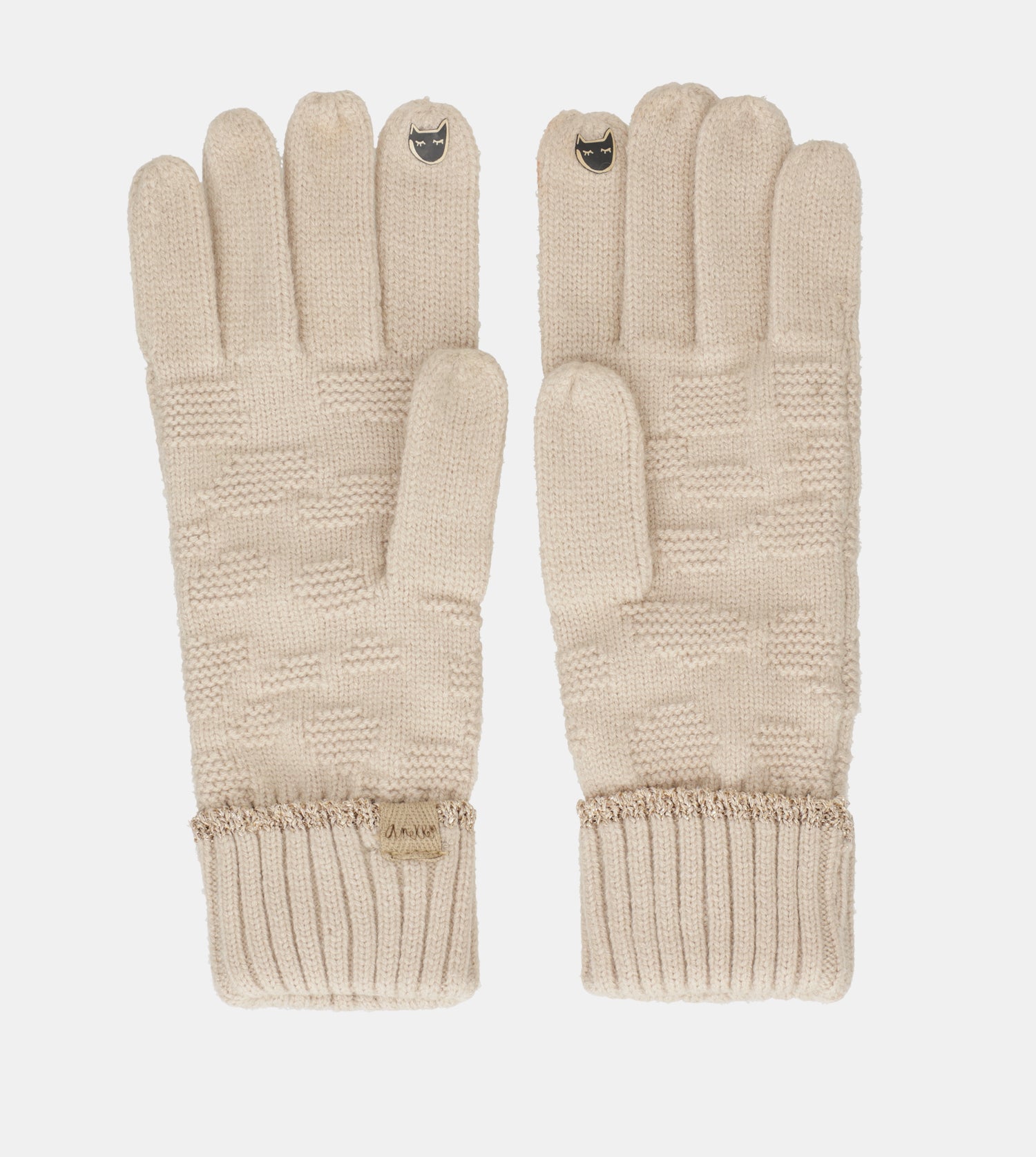 Gants tricotés beige