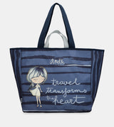 Grand sac de plage bleu